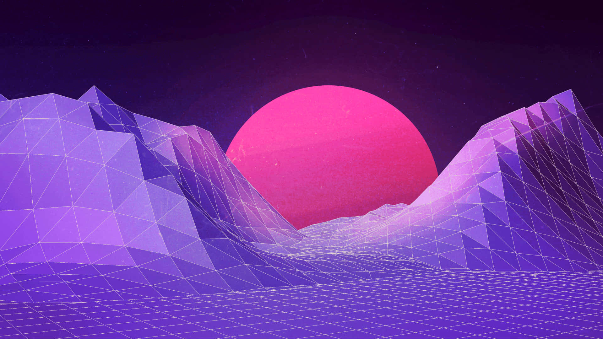 Download Pink Sun With Purple Mountain Vaporwave Background