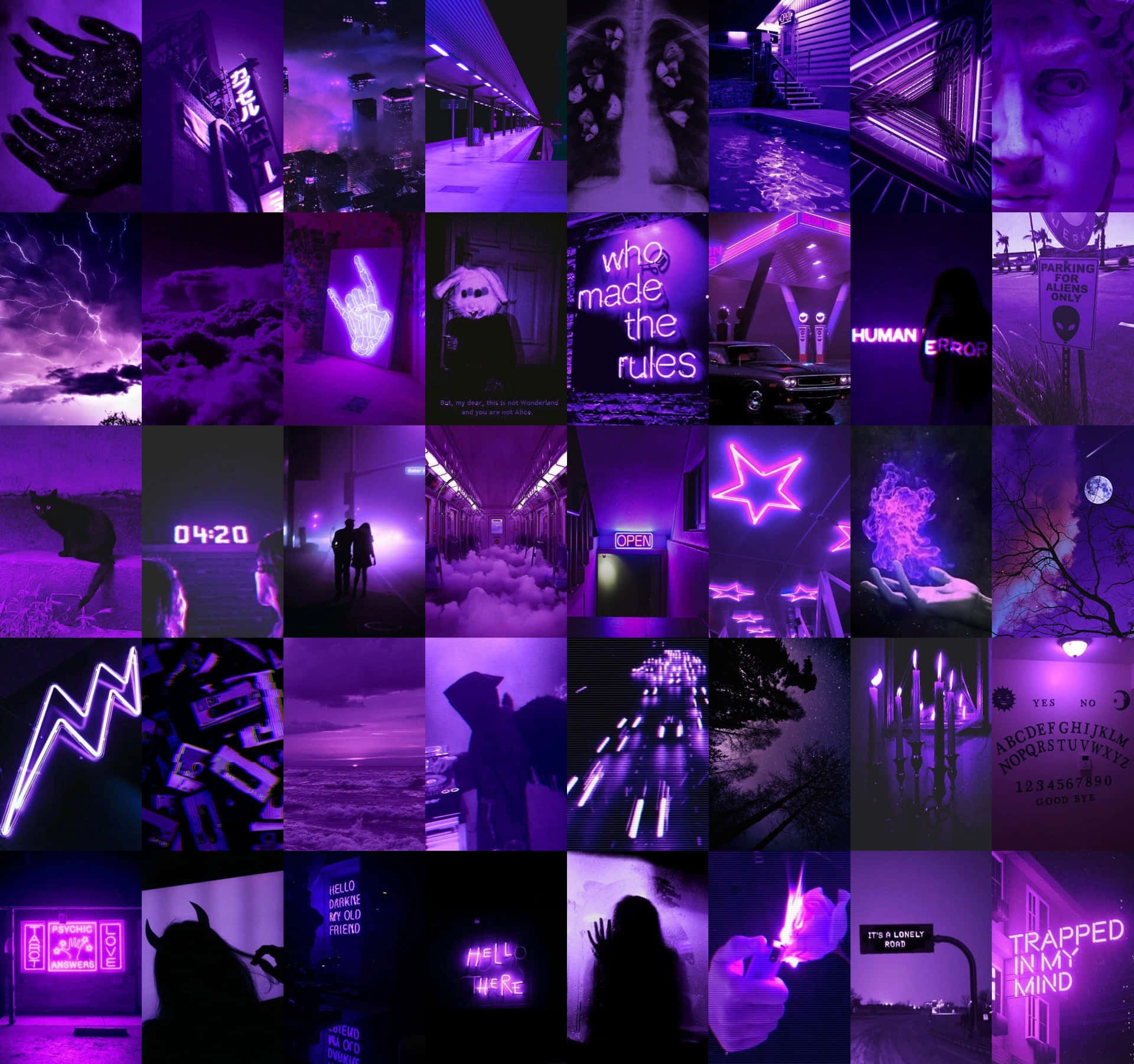 Download Deep Neon Purple Collage Wallpaper