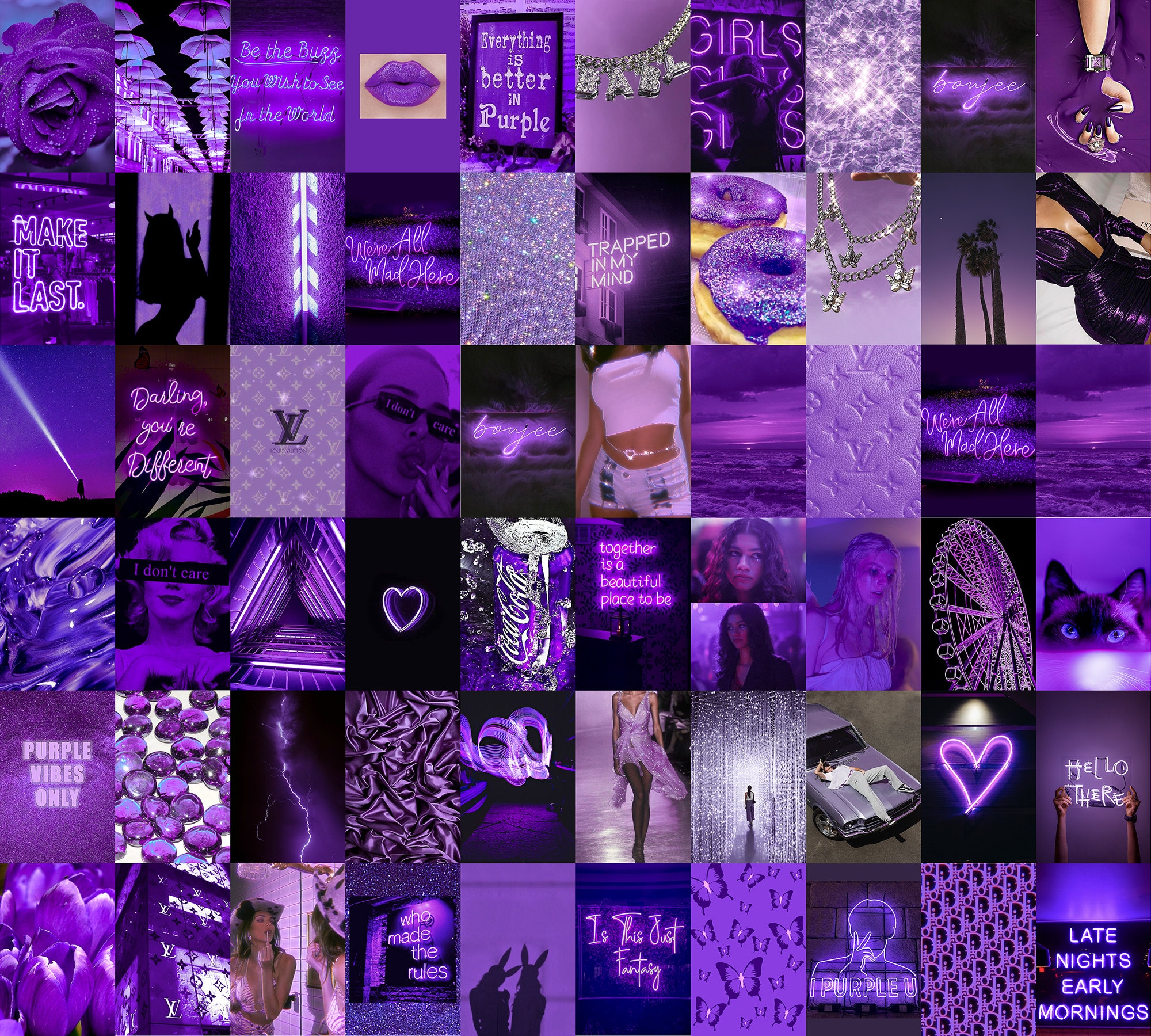 Boujee Wall Collage Kit Printed Neon Purple Picture