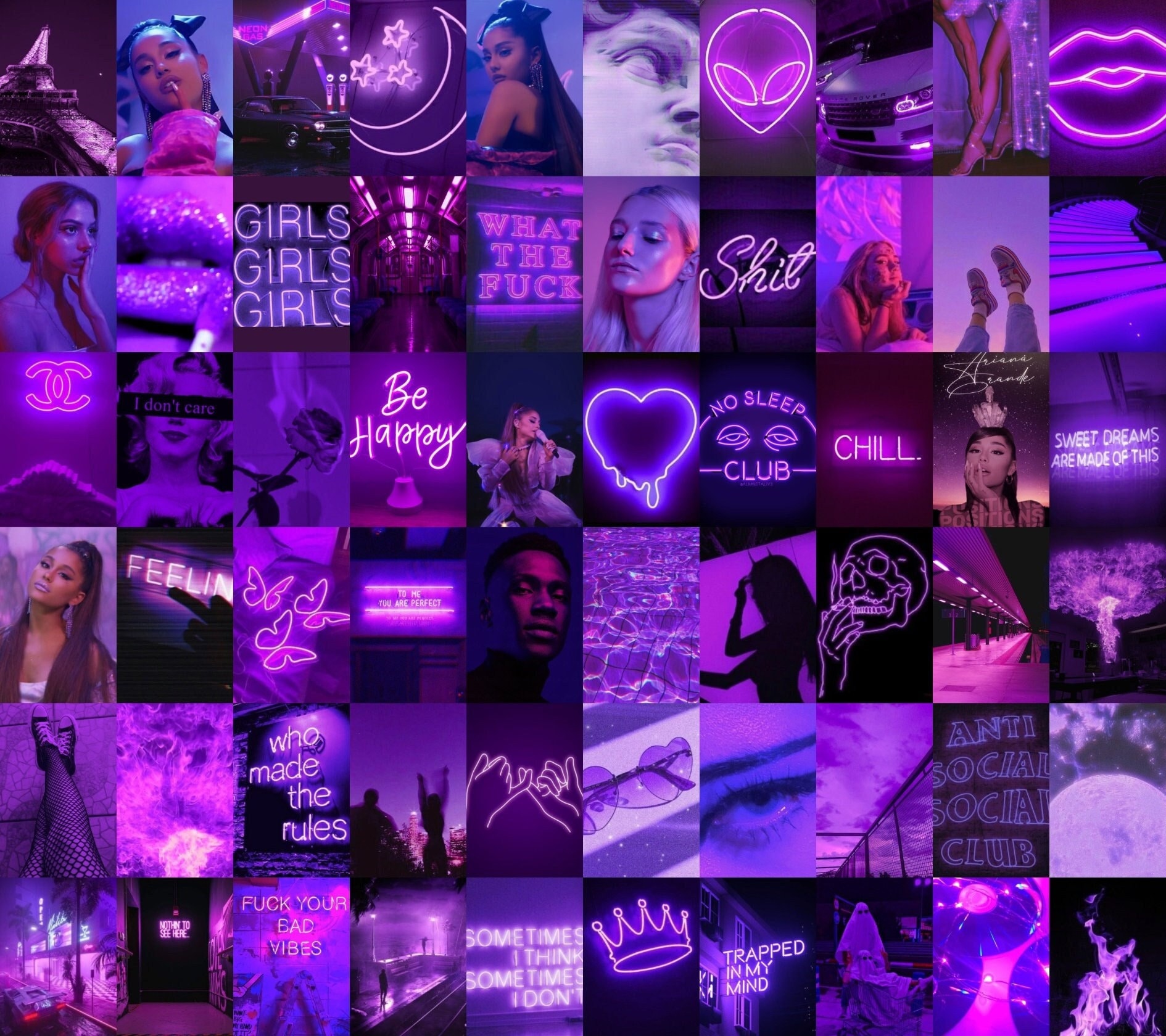 PCS Neon Purple Aesthetic Wall Collage Purple Aesthetic