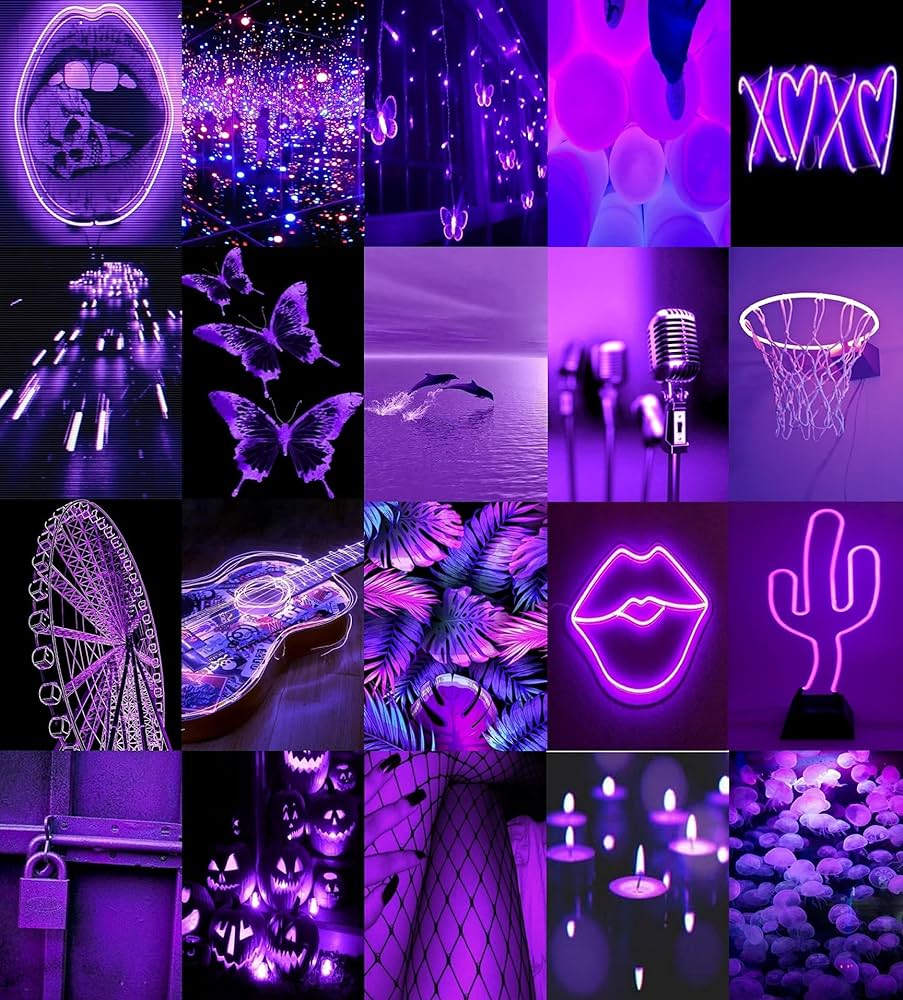FLOWRA 60PCS Neon Purple Wall Collage kit Aesthetic Picture 4x6 inch, Warm Color Room Decor for Girls, Wall Art Print for Room, Dorm Photo Display, VSCO Posters for Bedroom, Photo Collection: Buy Online at Best Price in