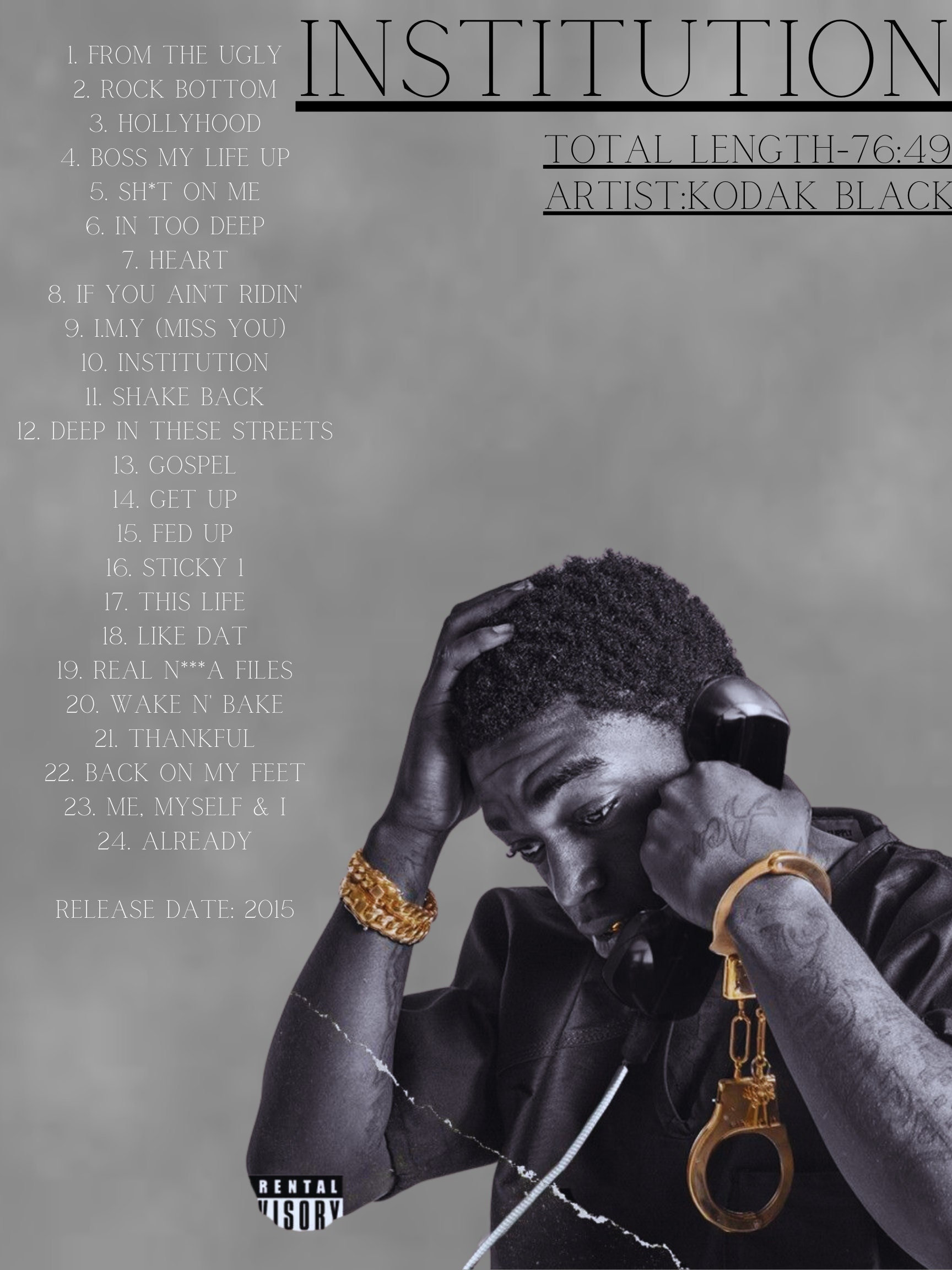 Kodak Black Custom Album Cover Printable (Instant Download)