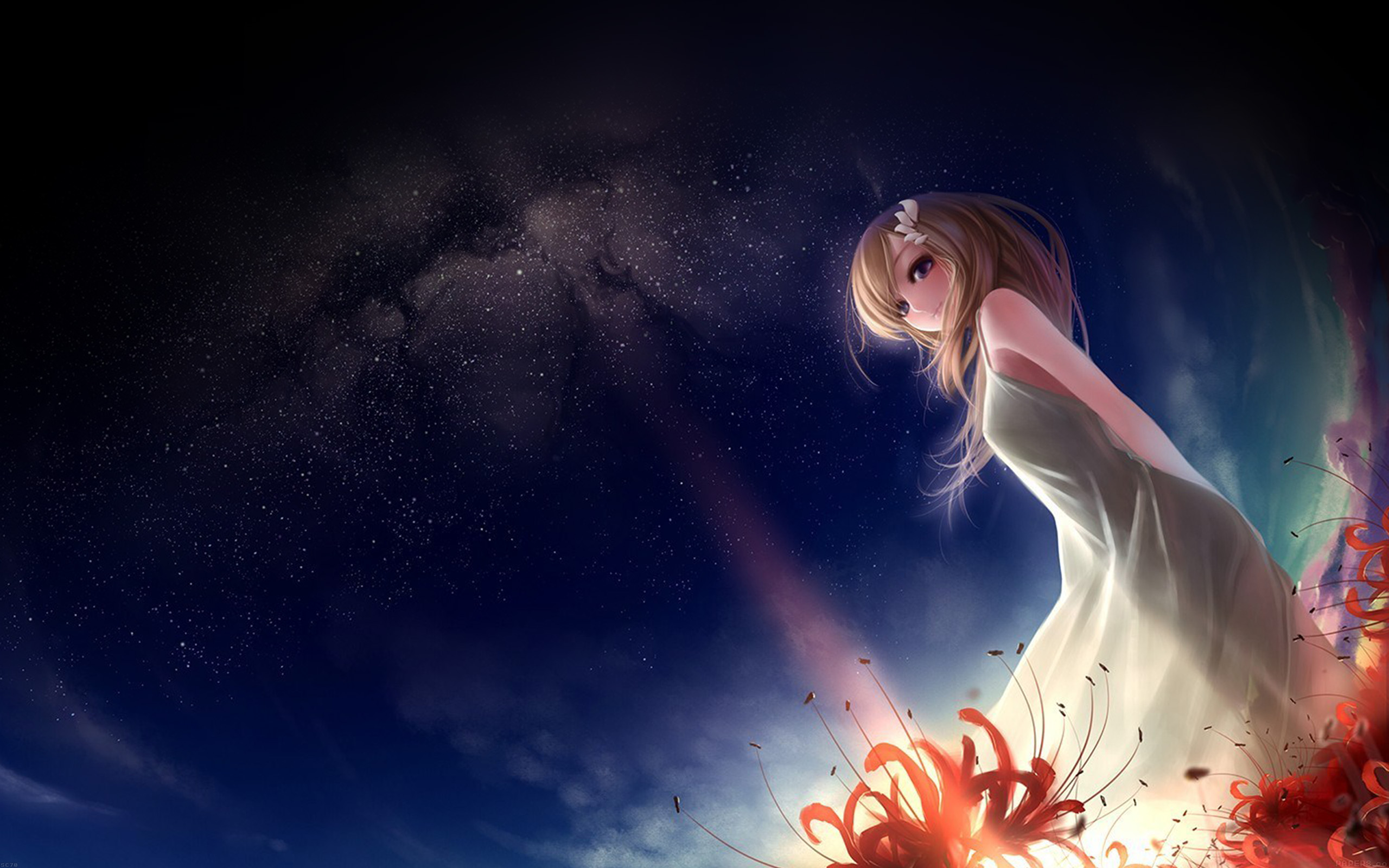 Anime Girl In Space Sky Wallpaper