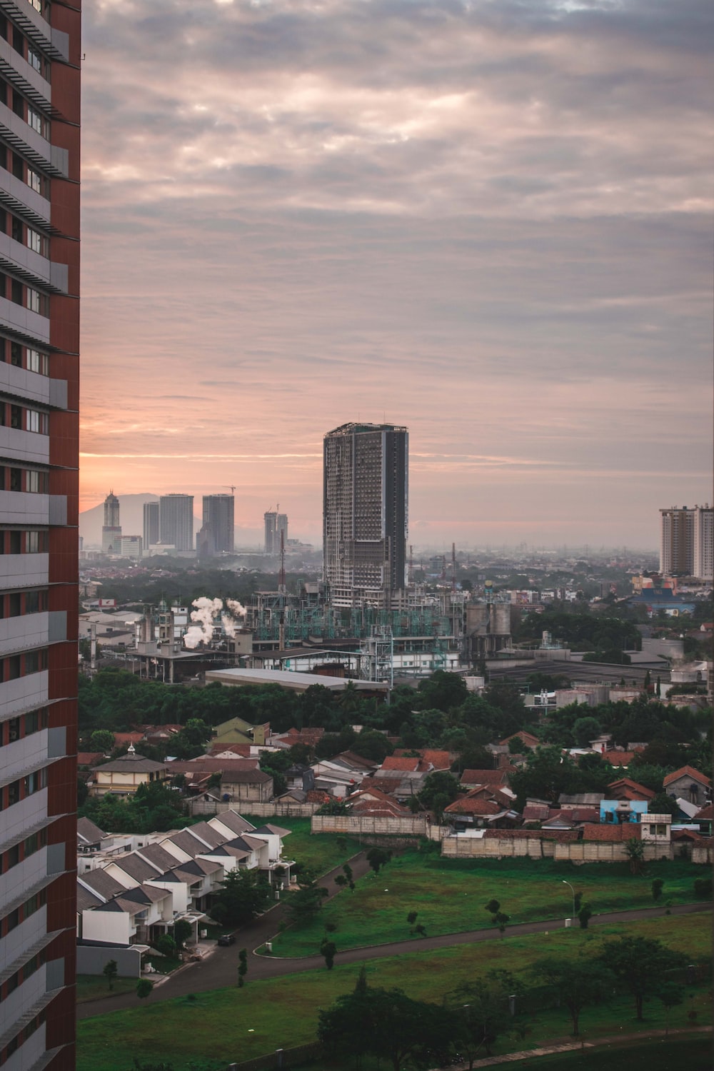 Aerial view of city buildings photo