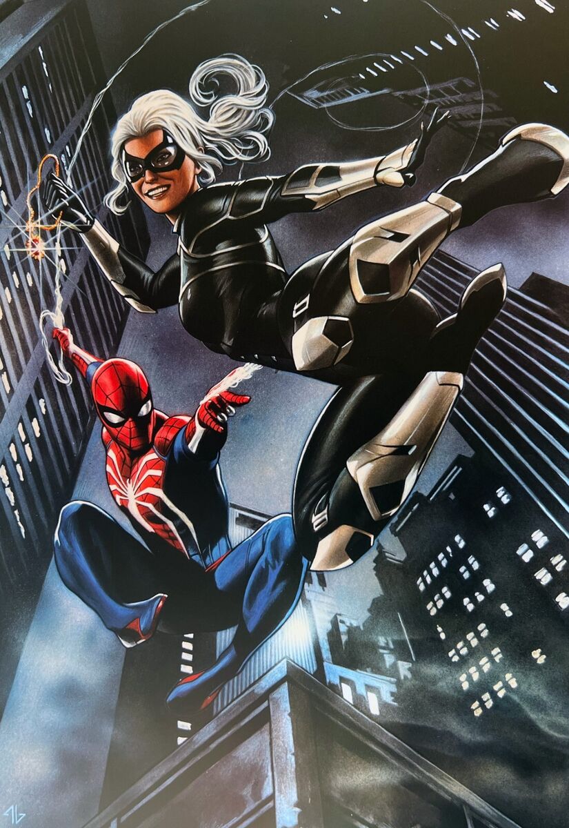 Marvel Spider Man Poster (11in X 16in) Black Cat Strikes By Adi Grandov