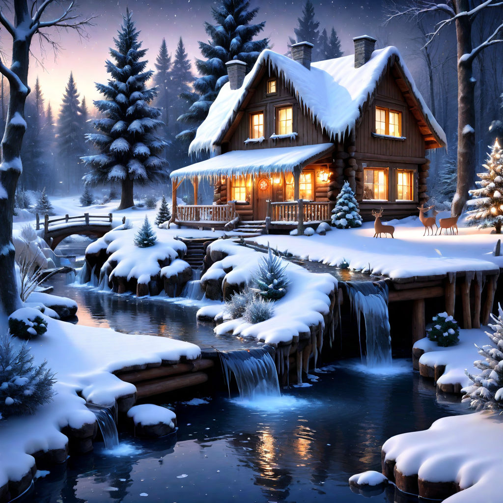 festive Christmas winter scene with snow