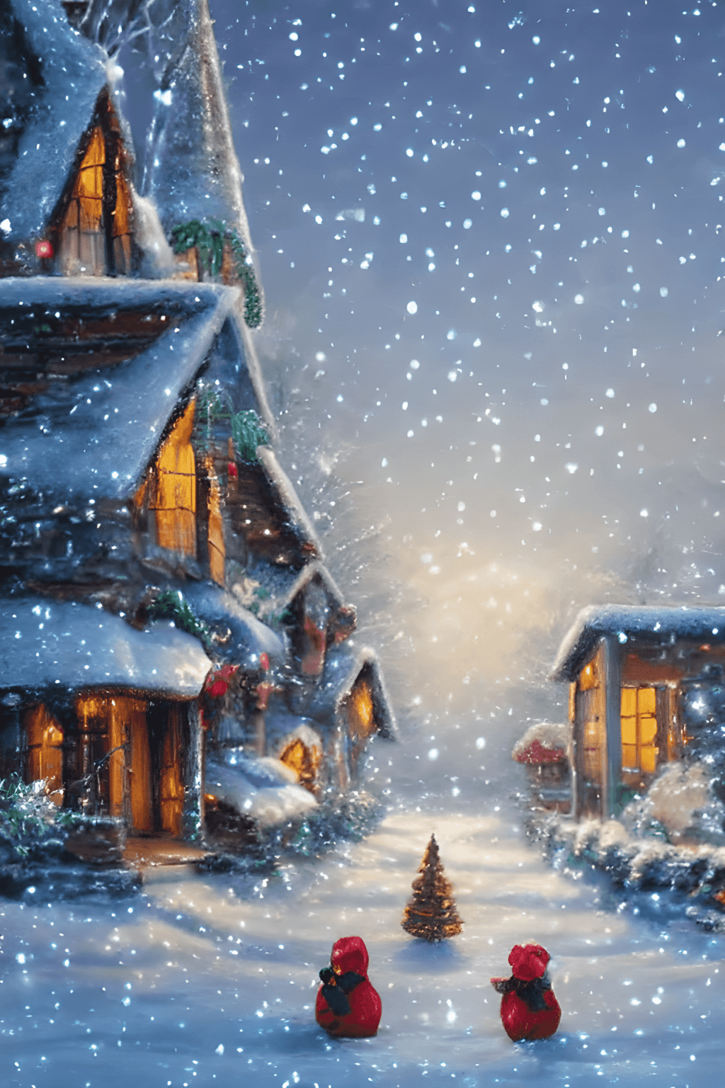Christmas Winter Scene Landscape Fantasy 4k HD Wallpaper · Creative Fabrica