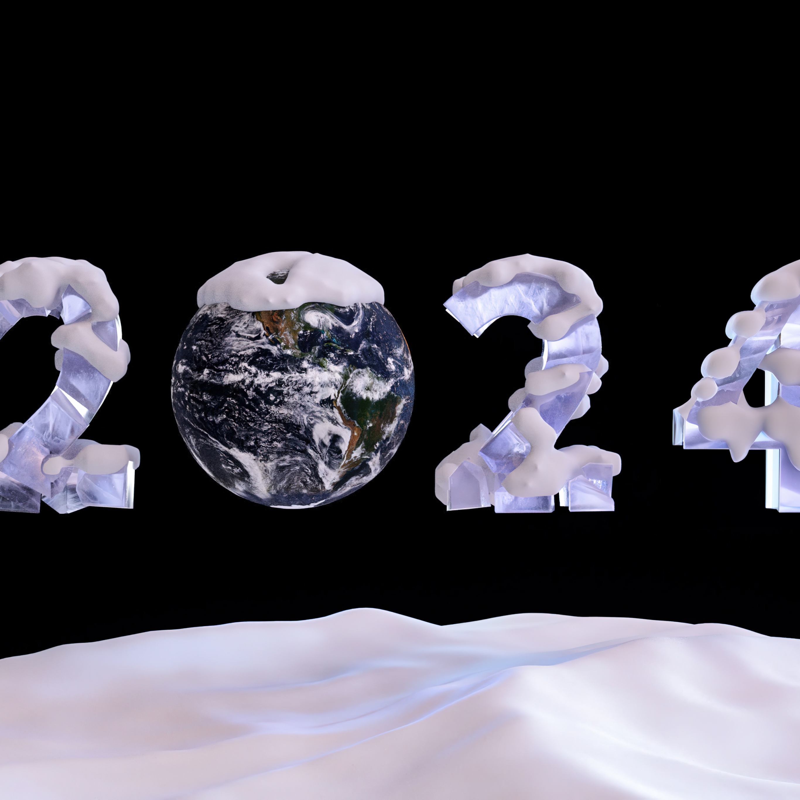 2024 New year Wallpaper 4K, 5K, Snow covered, Earth