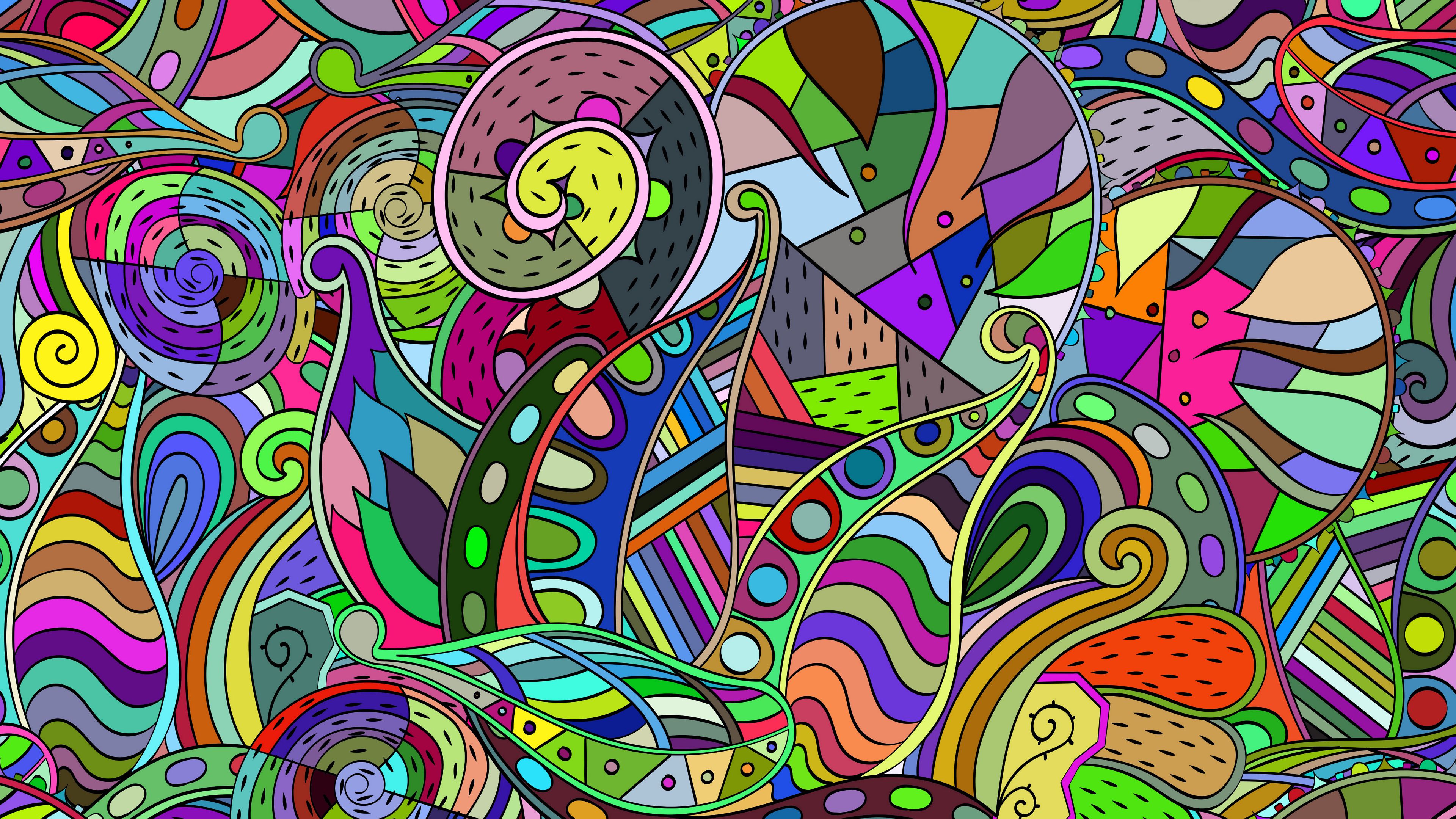 doodles, patterns, colorful, 4k HD Wallpaper