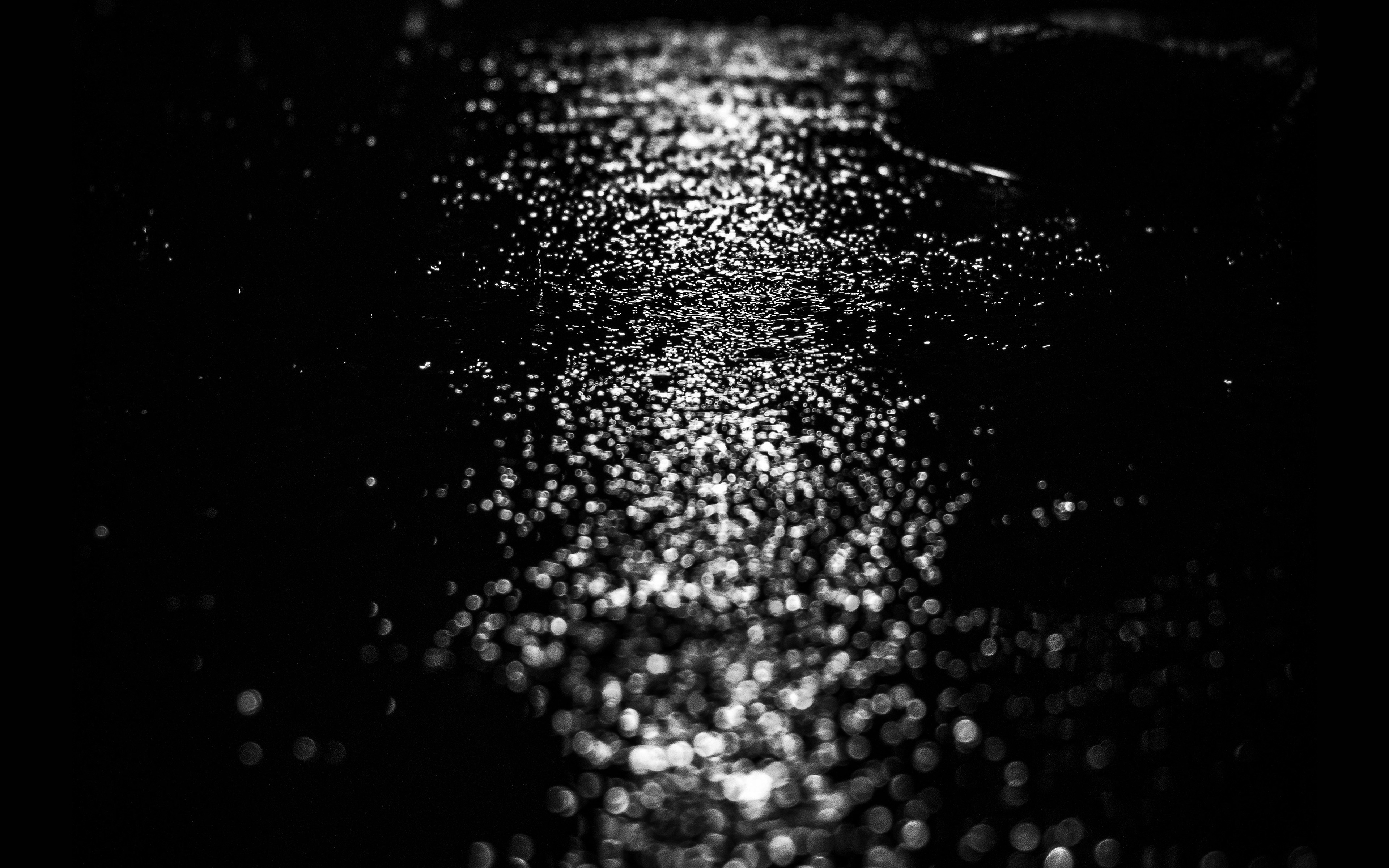 After Rain Drop Street Dark Night Bokeh Bw