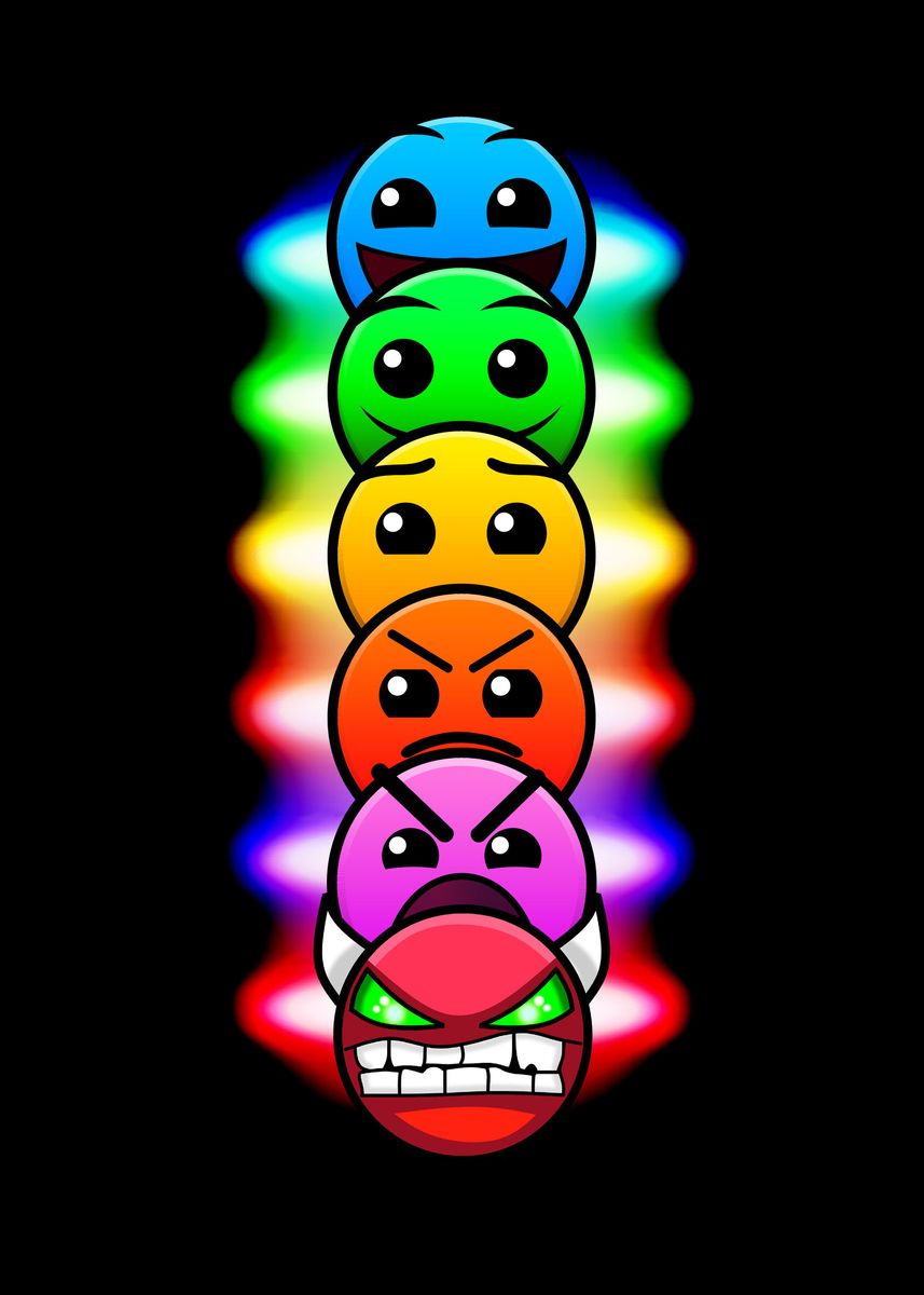 Geometry Dash Difficulty Faces ' Poster, picture, metal print, paint