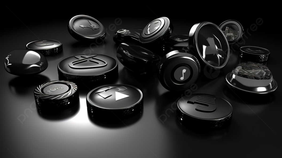 Set Of 3D Social Media Icon In Black Background, Like 3D, Pin, Music 3D Background Image And Wallpaper for Free Download