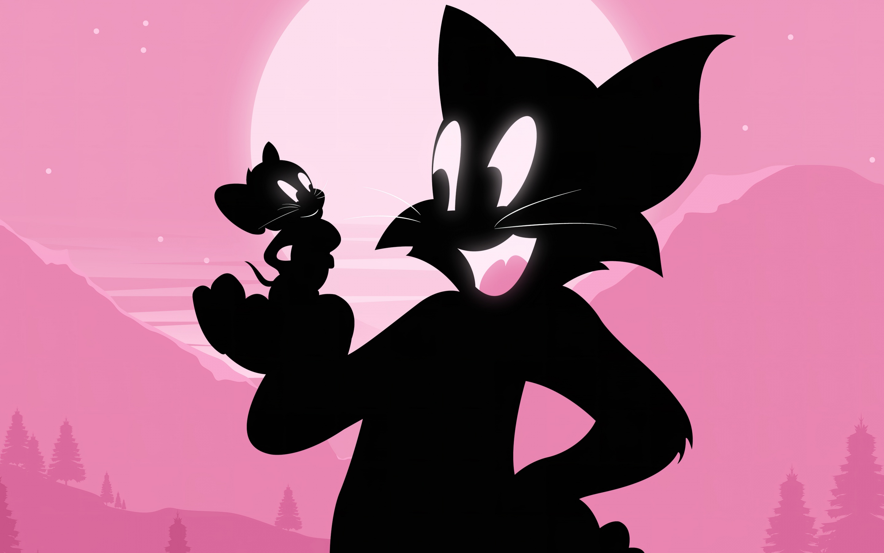 Tom & Jerry Wallpaper 4K, Silhouette