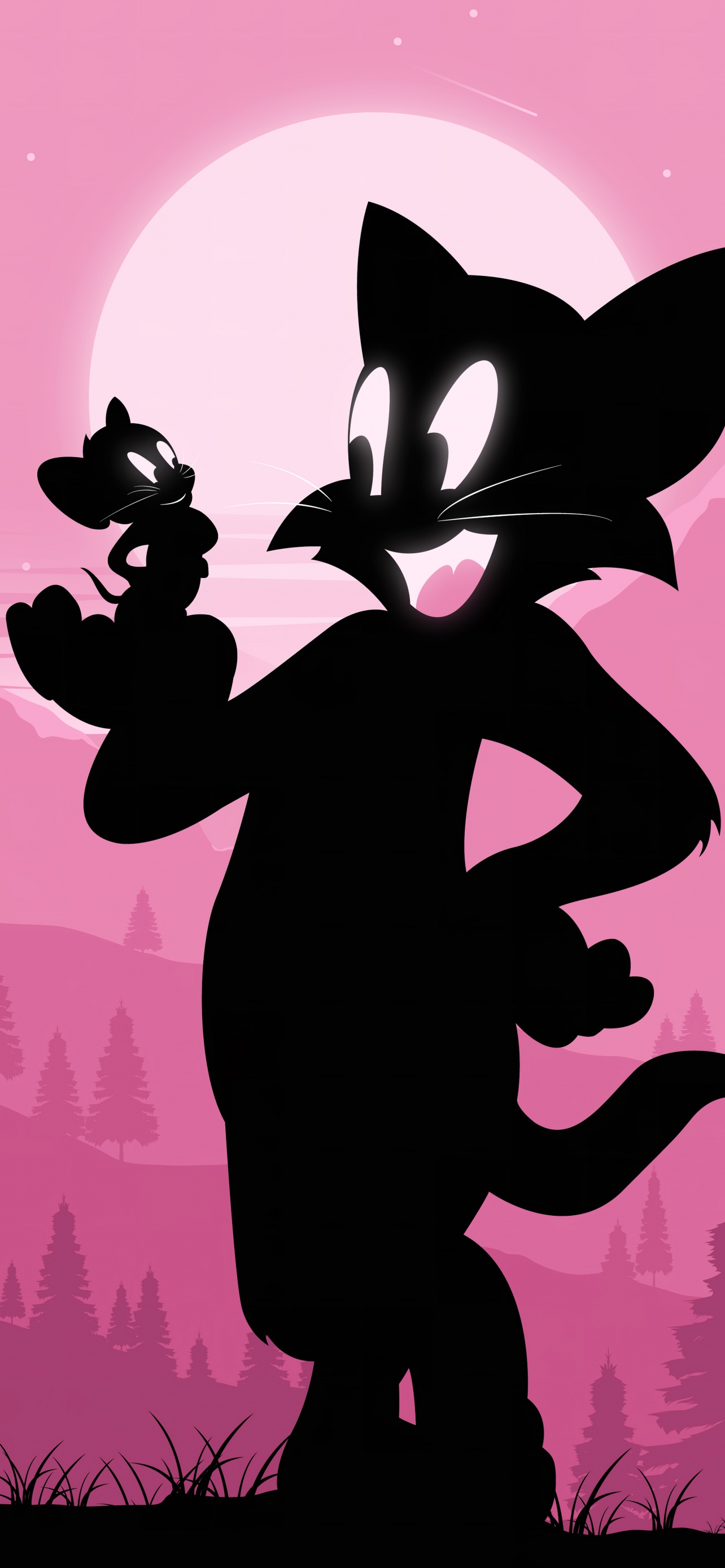 Tom & Jerry Wallpaper 4K, Silhouette
