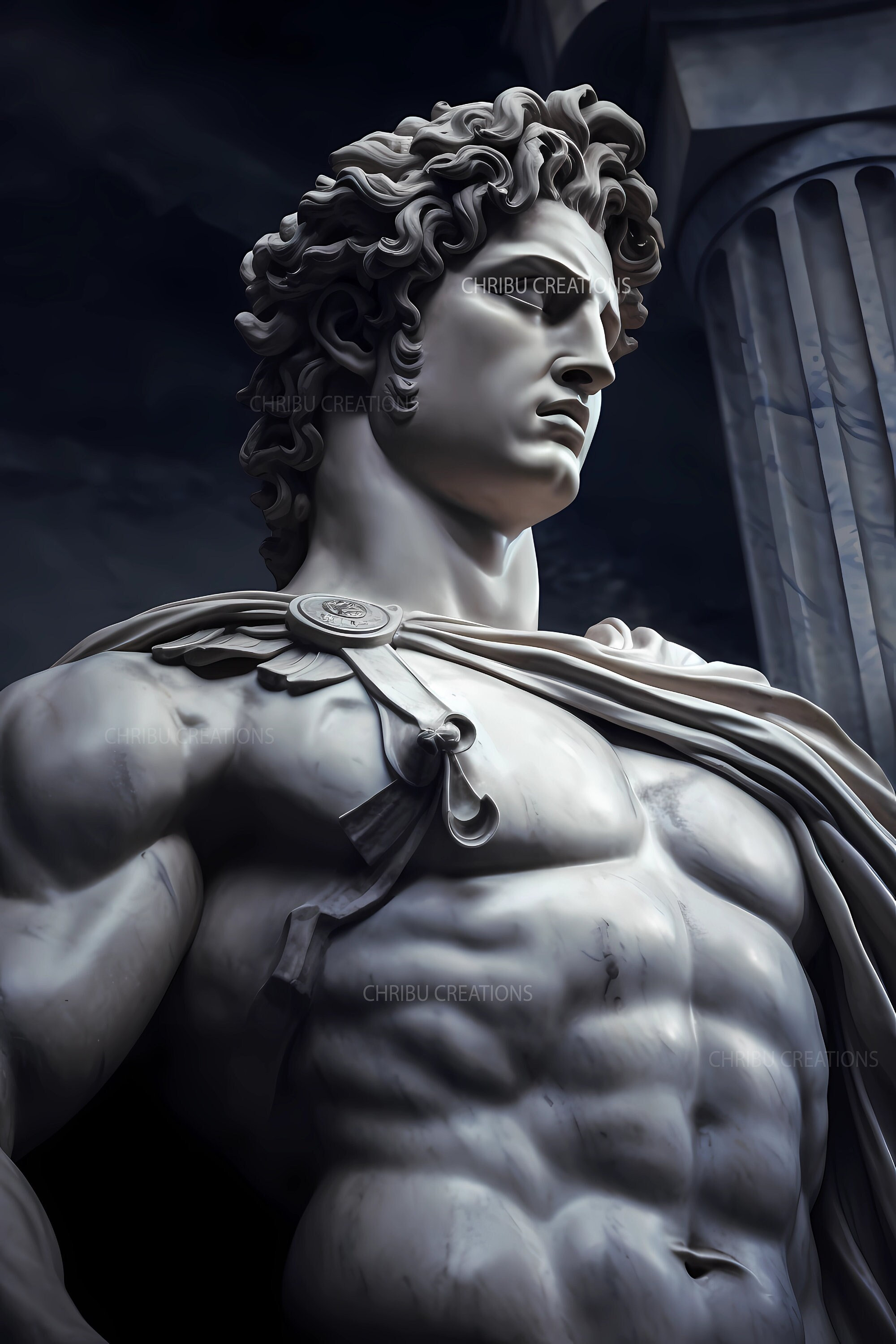Alexander the Great Marble Statue Wallpaper 32x48 Perfect Gift