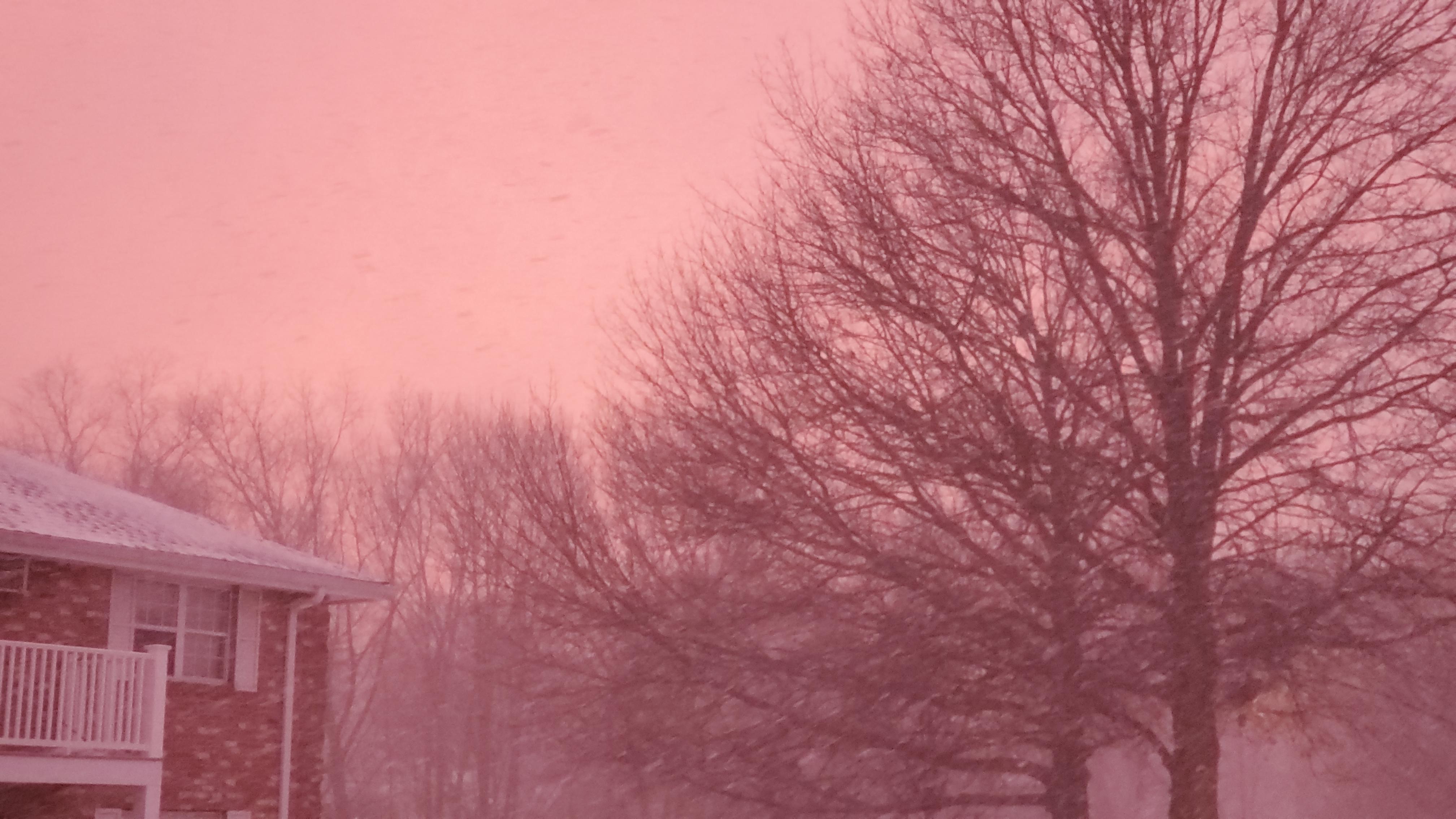 Saw pink sky and snow today
