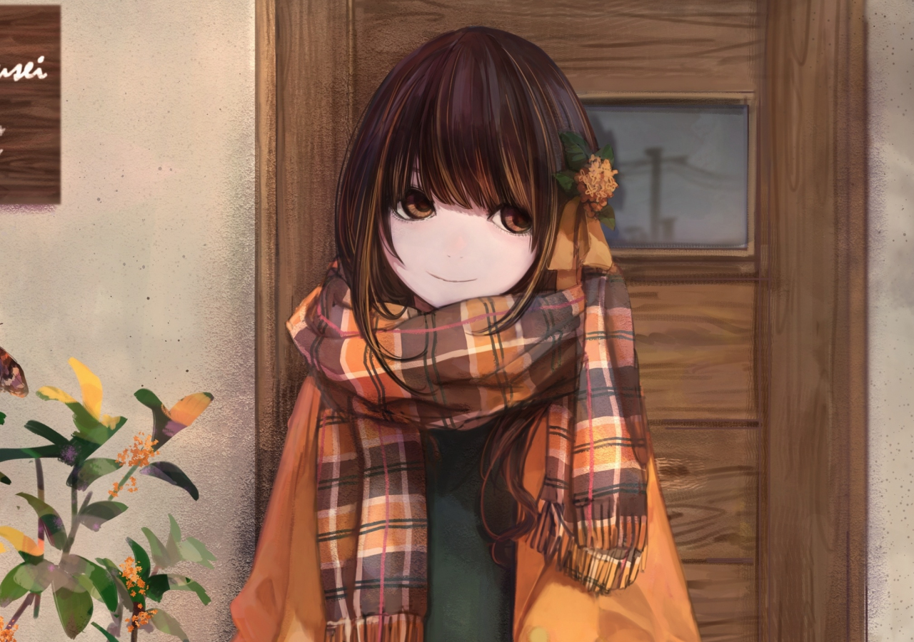 Download wallpaper 1280x900 winter, cute, anime girl, artwork, widescreen 1280x900 HD background, 19159