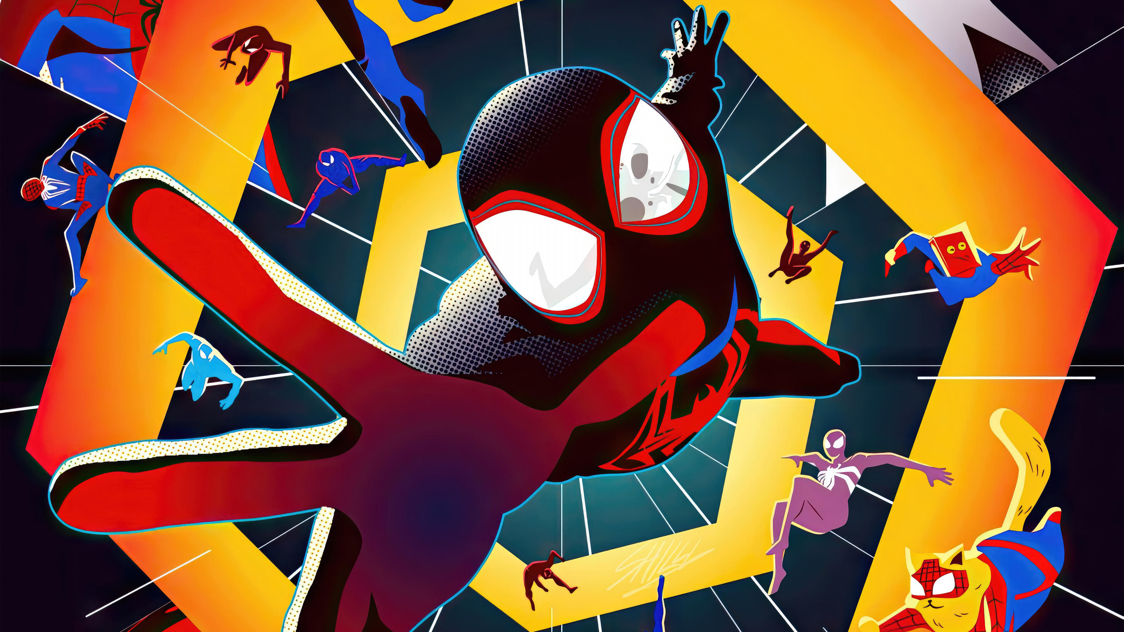 Download Wallpaper 3840x2160 Digital Art, Spider Man Falling, Across Spider Verse 4k Wallpaper, Uhd Wallpaper, 16:9 Widescreen 3840x2160 HD Background, 29436