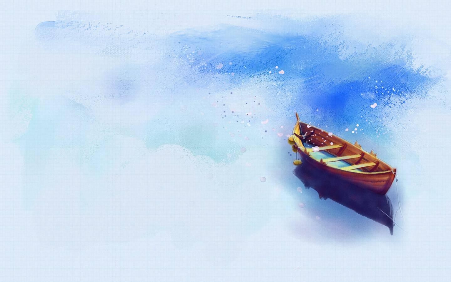 Download Small Boat Painting Desktop Wallpaper