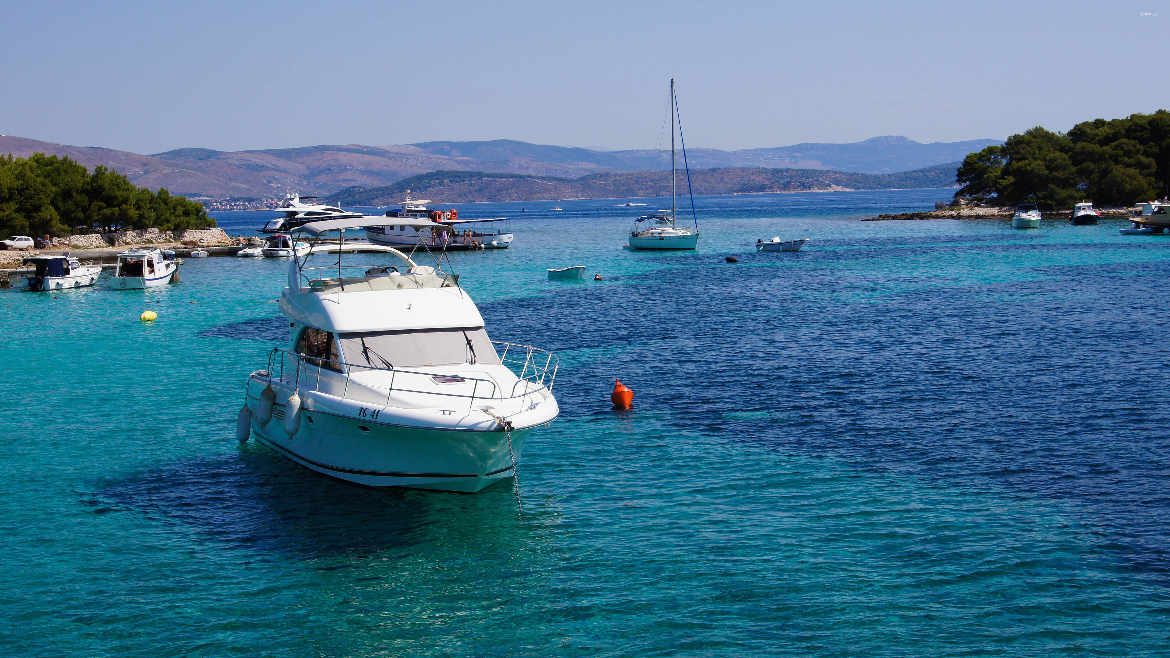 Small yachts in harbor wallpaper wallpaper