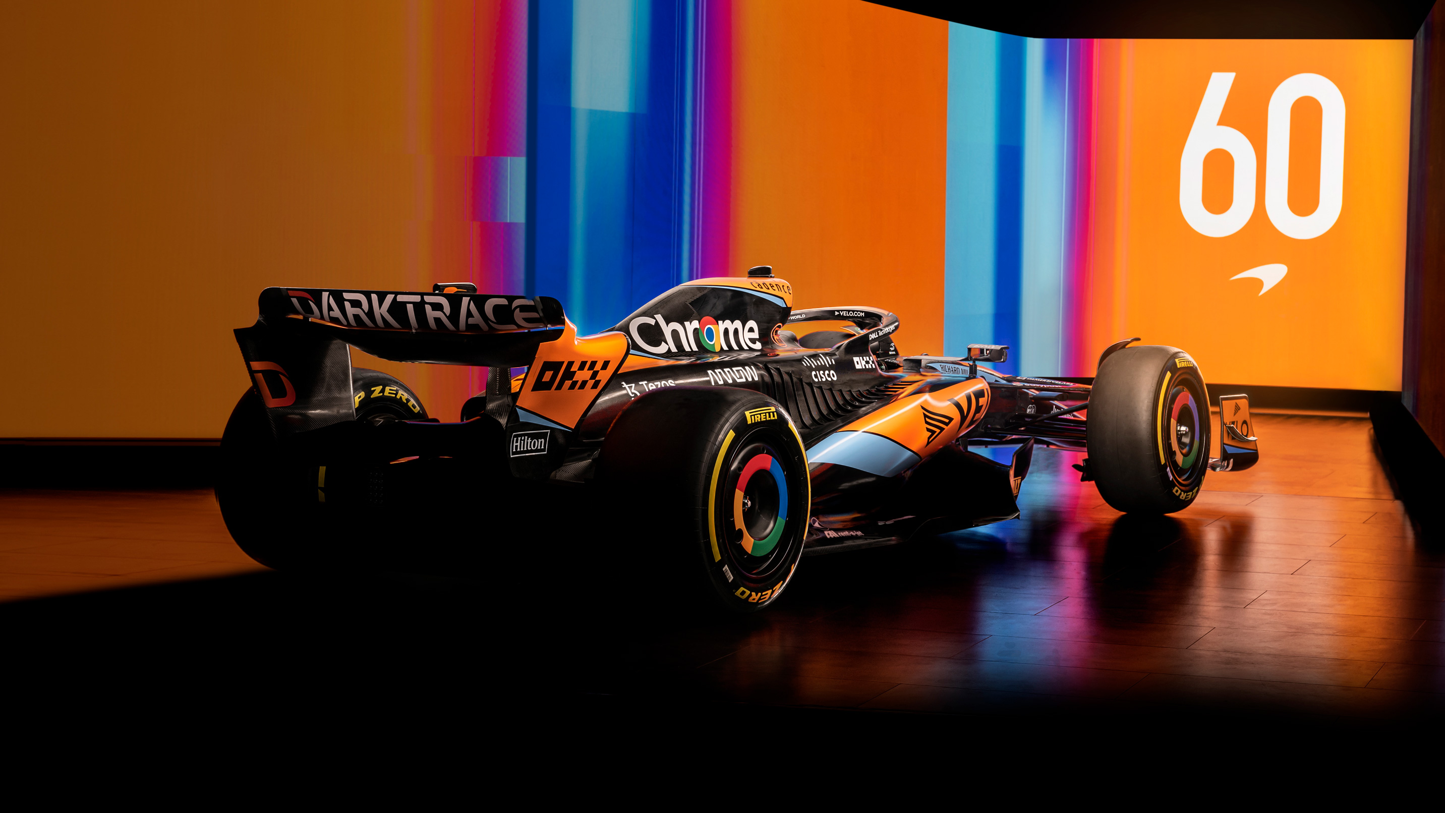 The McLaren MCL60 F1 car celebrates the team's 60th year