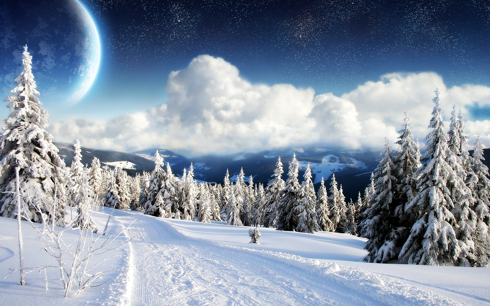 Dreamy Snowy Landscape: An HD Wallpaper of Nature's Beauty