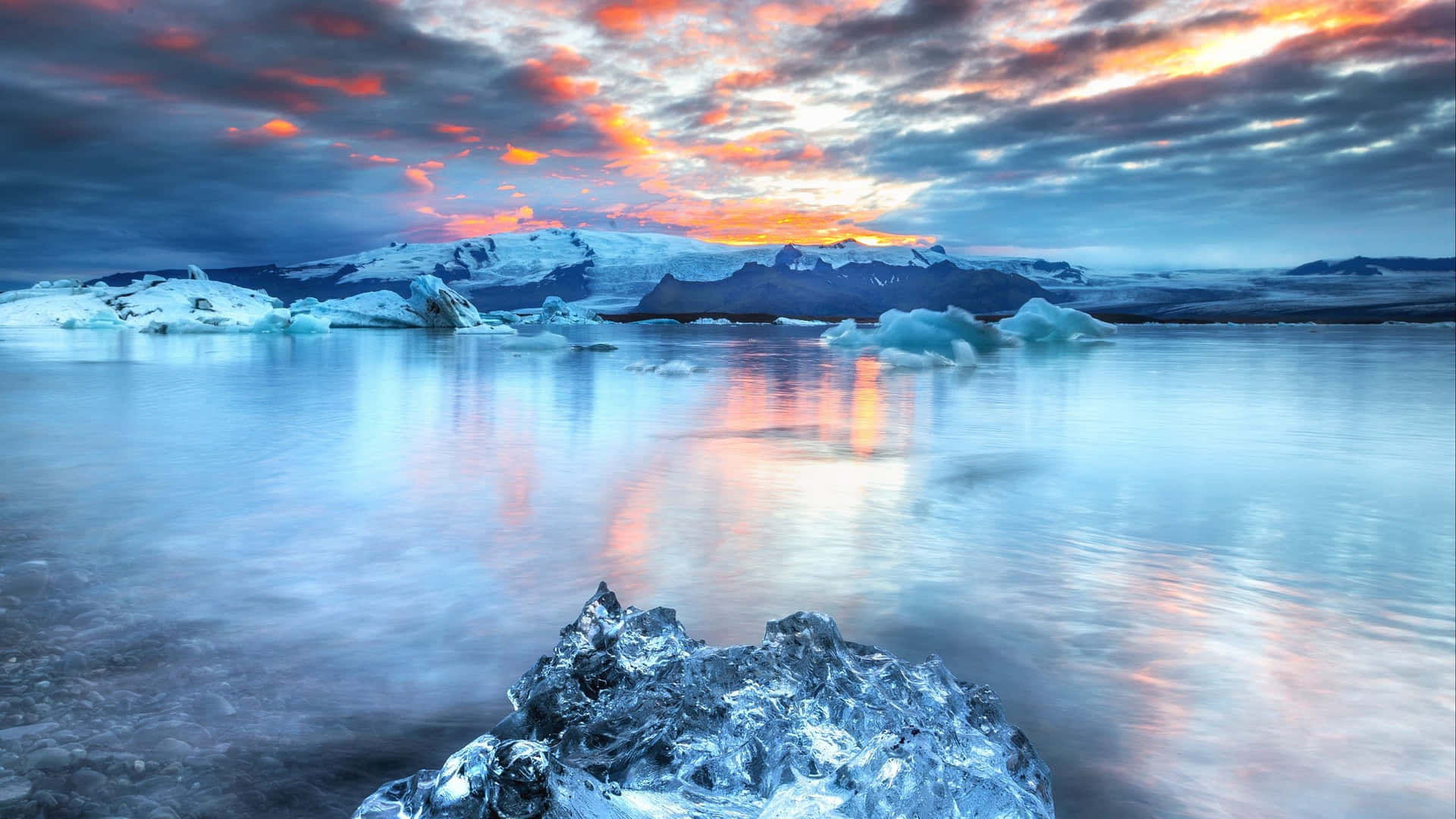 Download Caption: Tranquil Frozen Lake in Winter Wallpaper