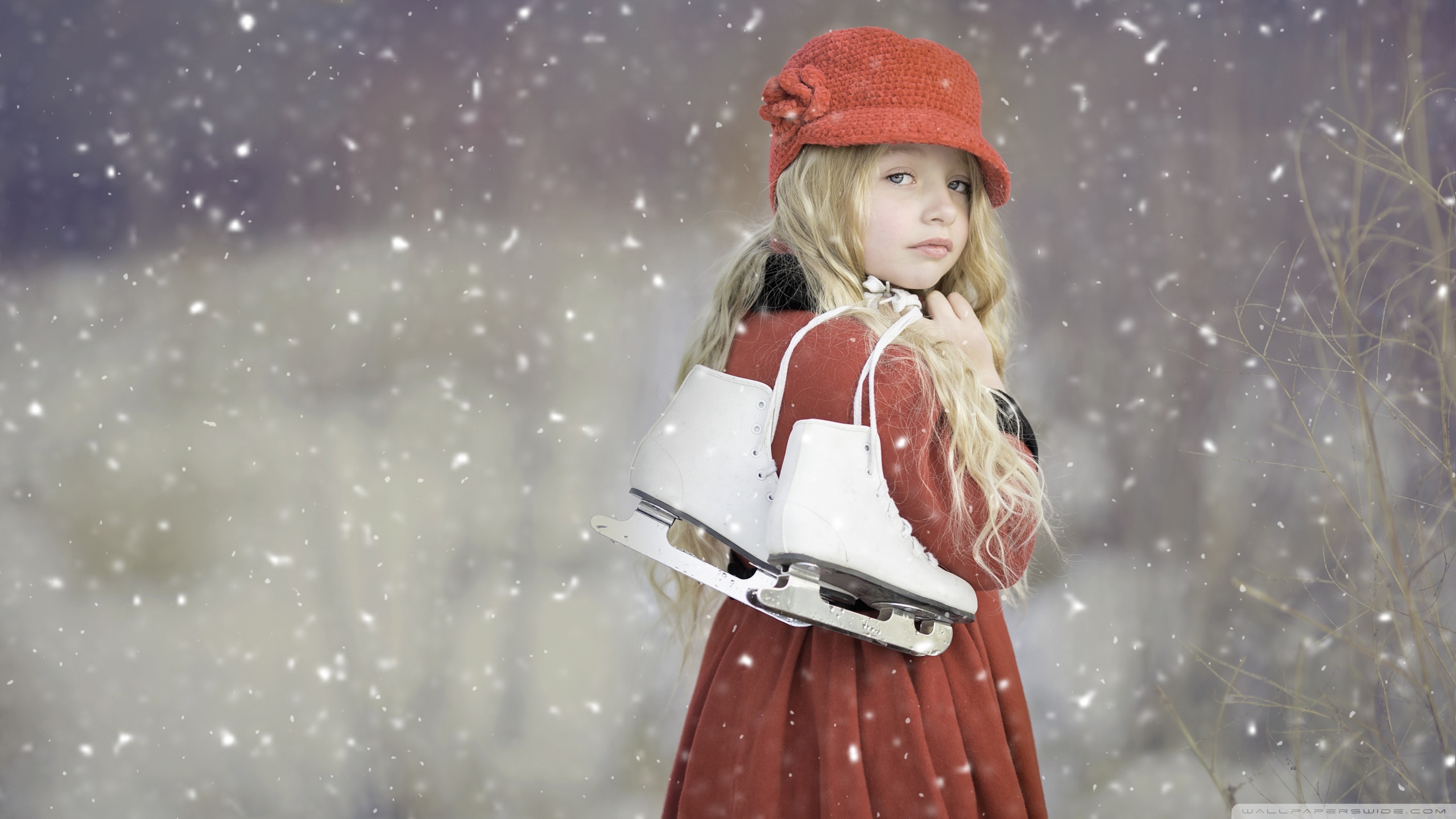 Winter, Cute Child, Ice Skating Ultra HD Desktop Background Wallpaper for 4K UHD TV, Widescreen & UltraWide Desktop & Laptop, Tablet