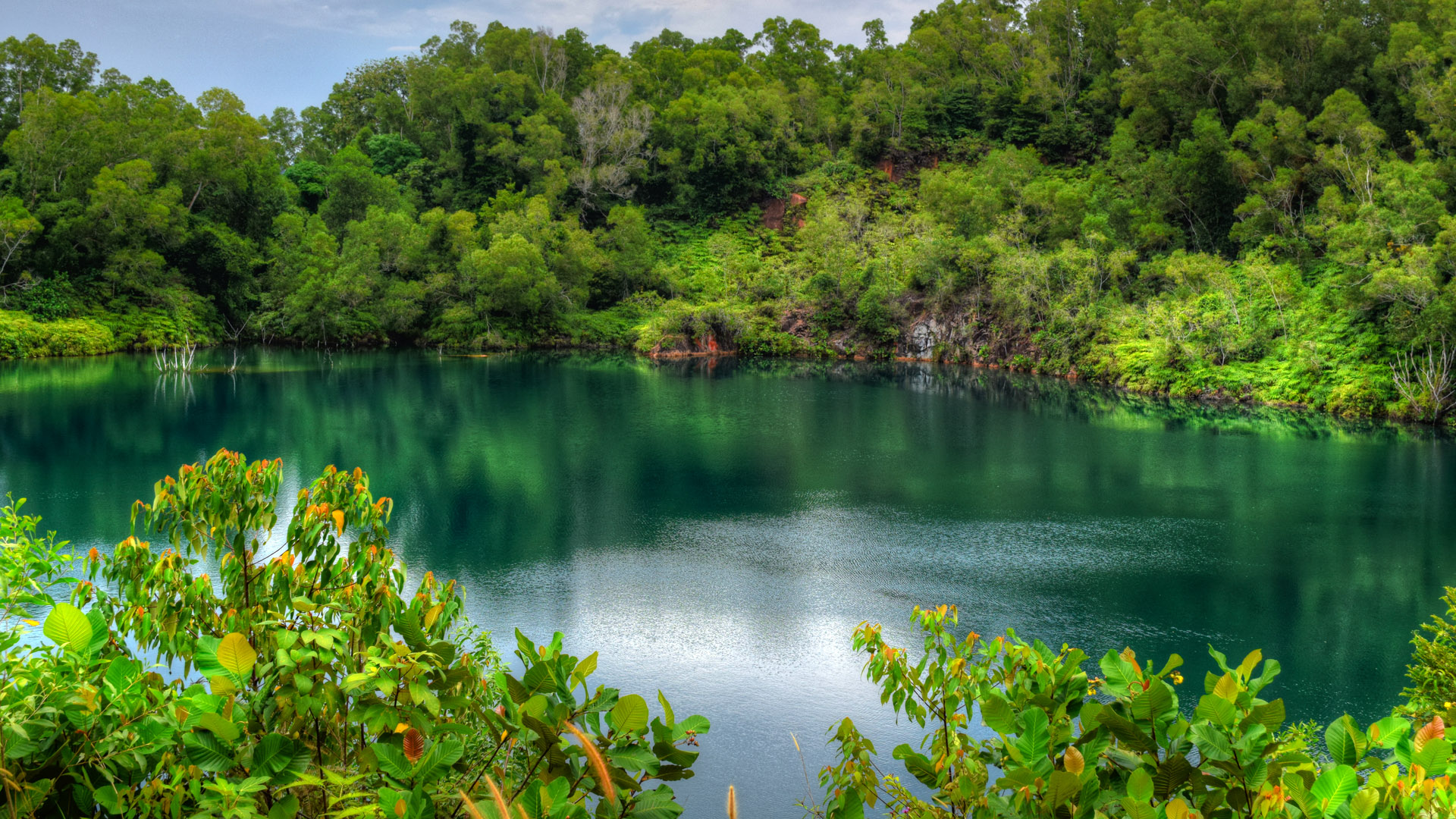 Green blue water lagoon in Pulau Ubin, Singapore. Windows Spotlight Image