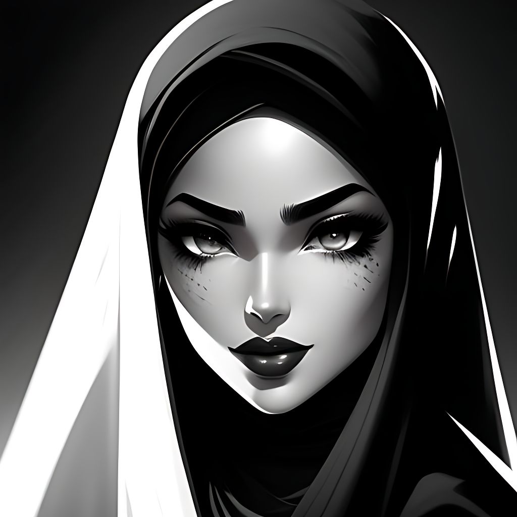 beautiful girl cartoon black and white