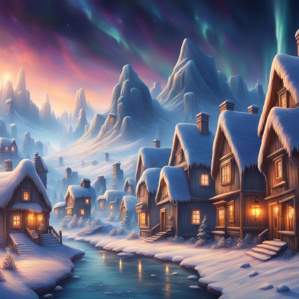fantasy landscape with winter and colorful wonderland
