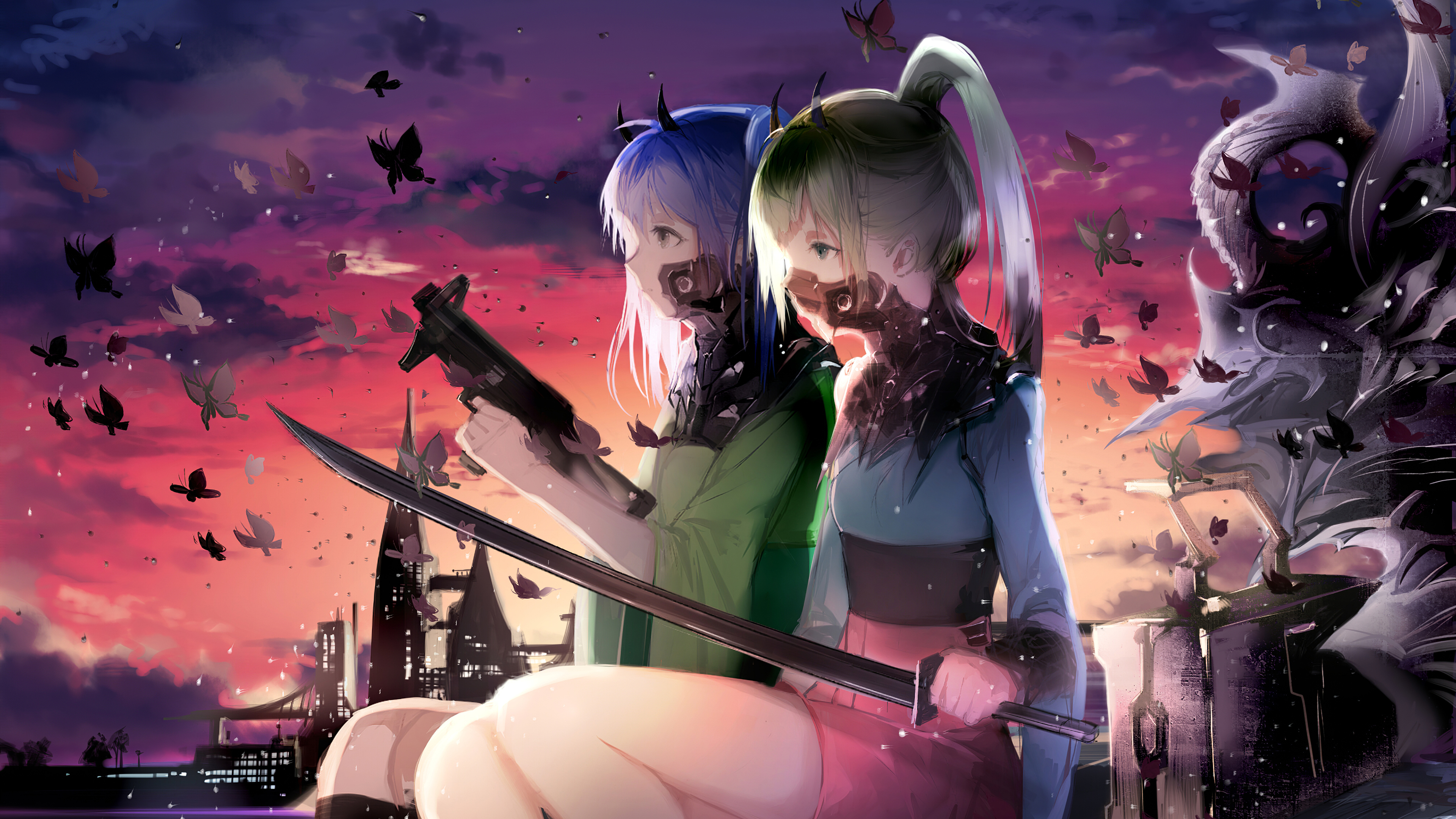 Anime Girls Horned 4k Wallpaper, HD