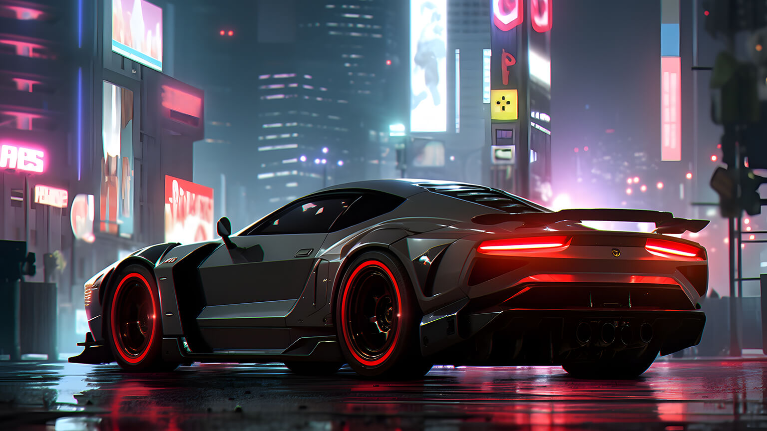 Cyberpunk Car in Night City Wallpaper