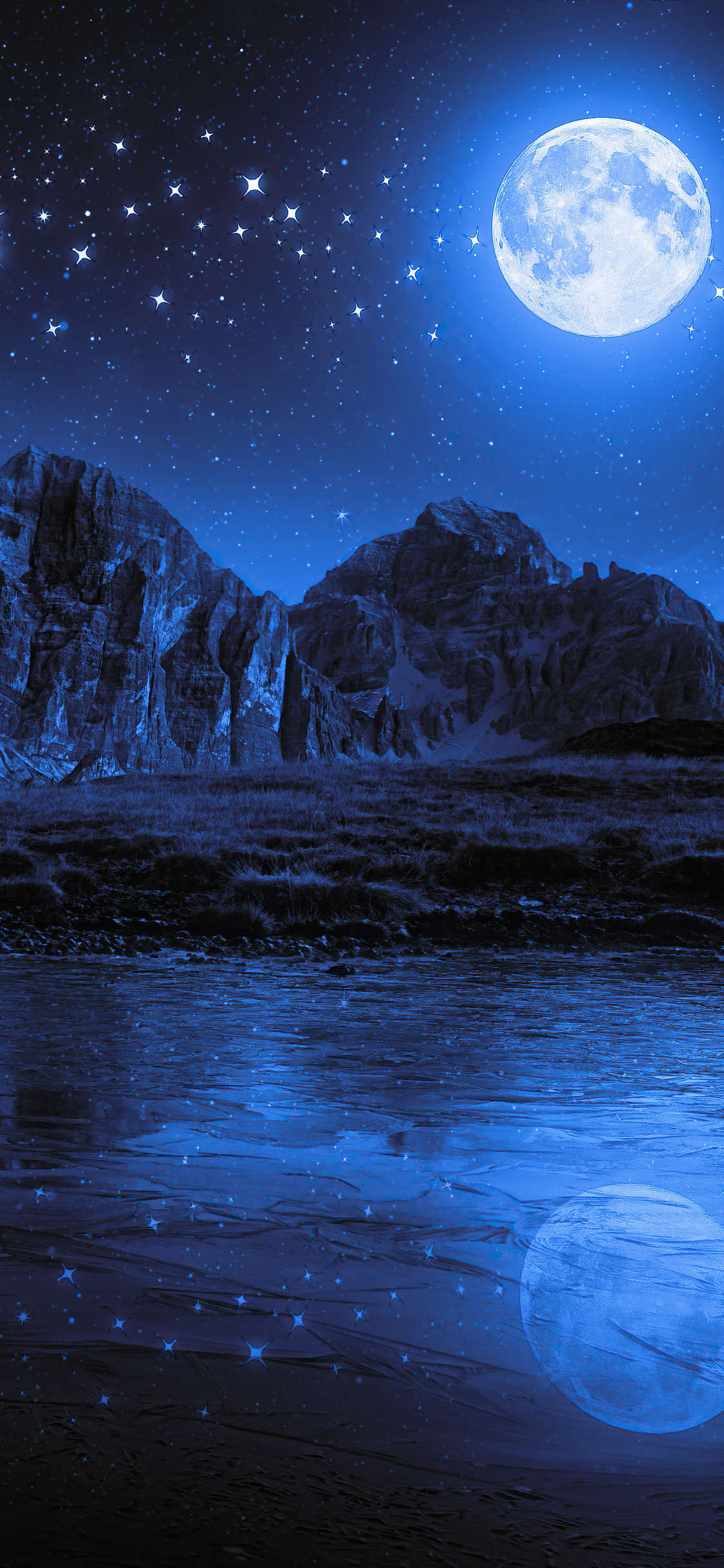 Night Beach Moon Stars Landscape Mountains iPhone XS, iPhone 10, iPhone X HD 4k Wallpaper, Image, Background, Photo and Picture