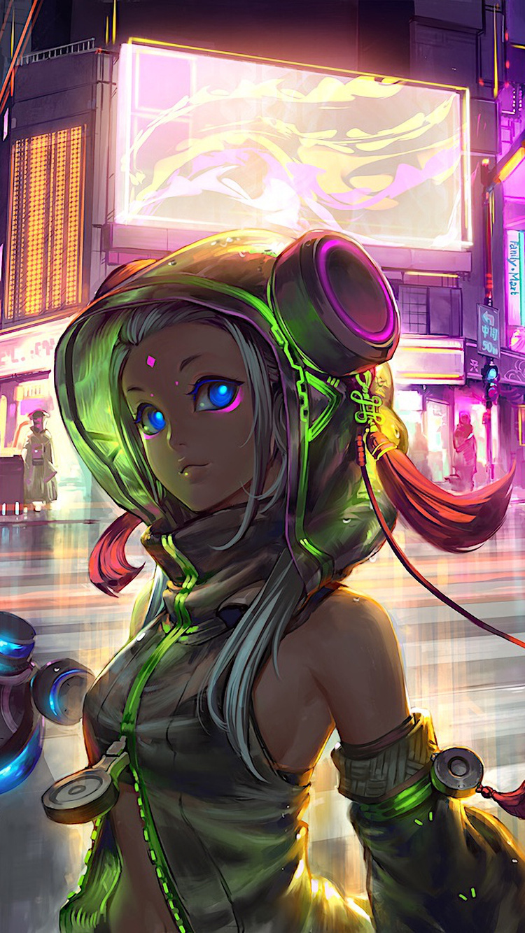 Anime Cyberpunk Scifi City iPhone 6, iPhone 6S, iPhone 7 HD 4k Wallpaper, Image, Background, Photo and Picture