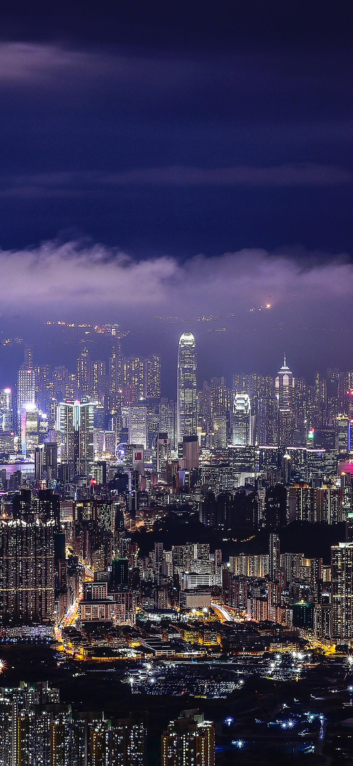 Cityscape Wallpaper 4K, Hong Kong, Night, City lights