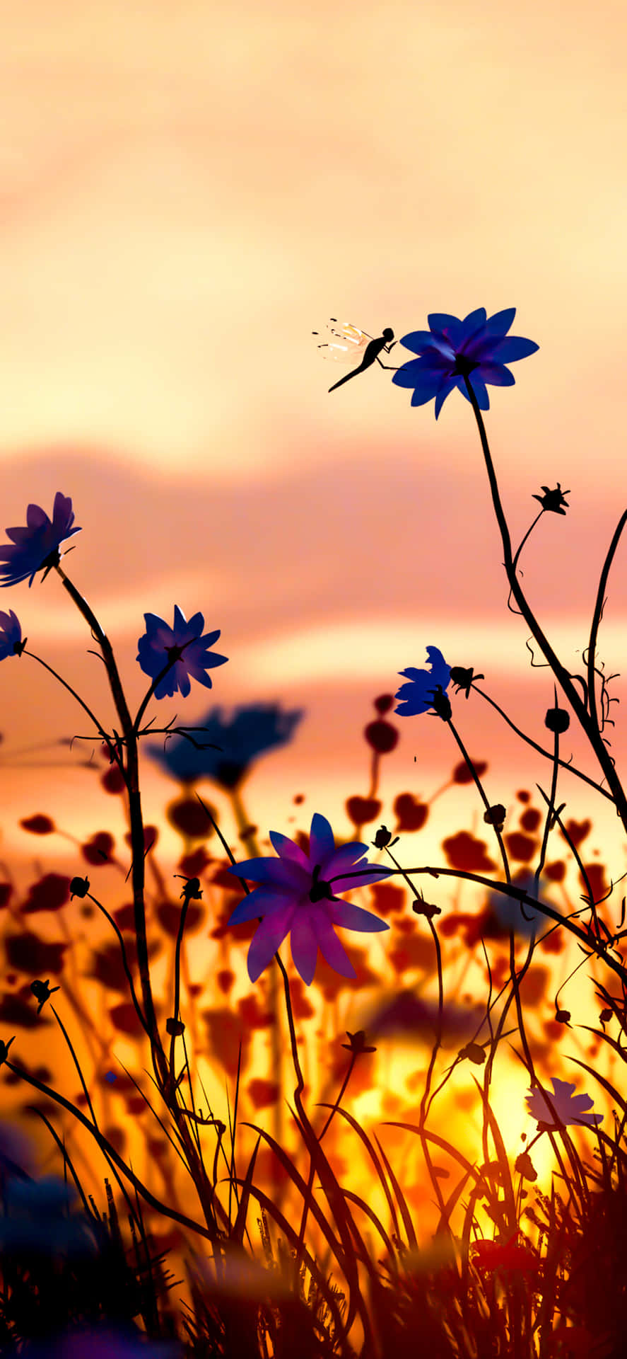Purple Flowers Field Phone Background