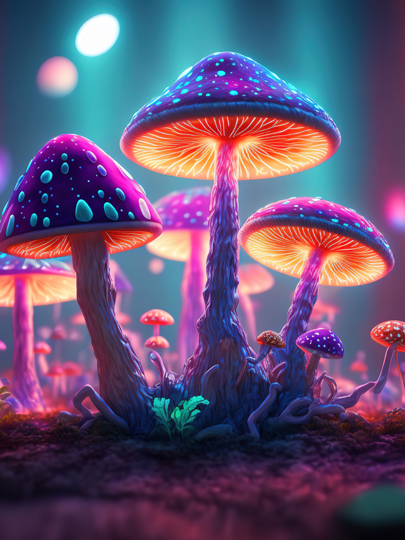 Mushrooms Wallpaper 4K, Colorful, AI art
