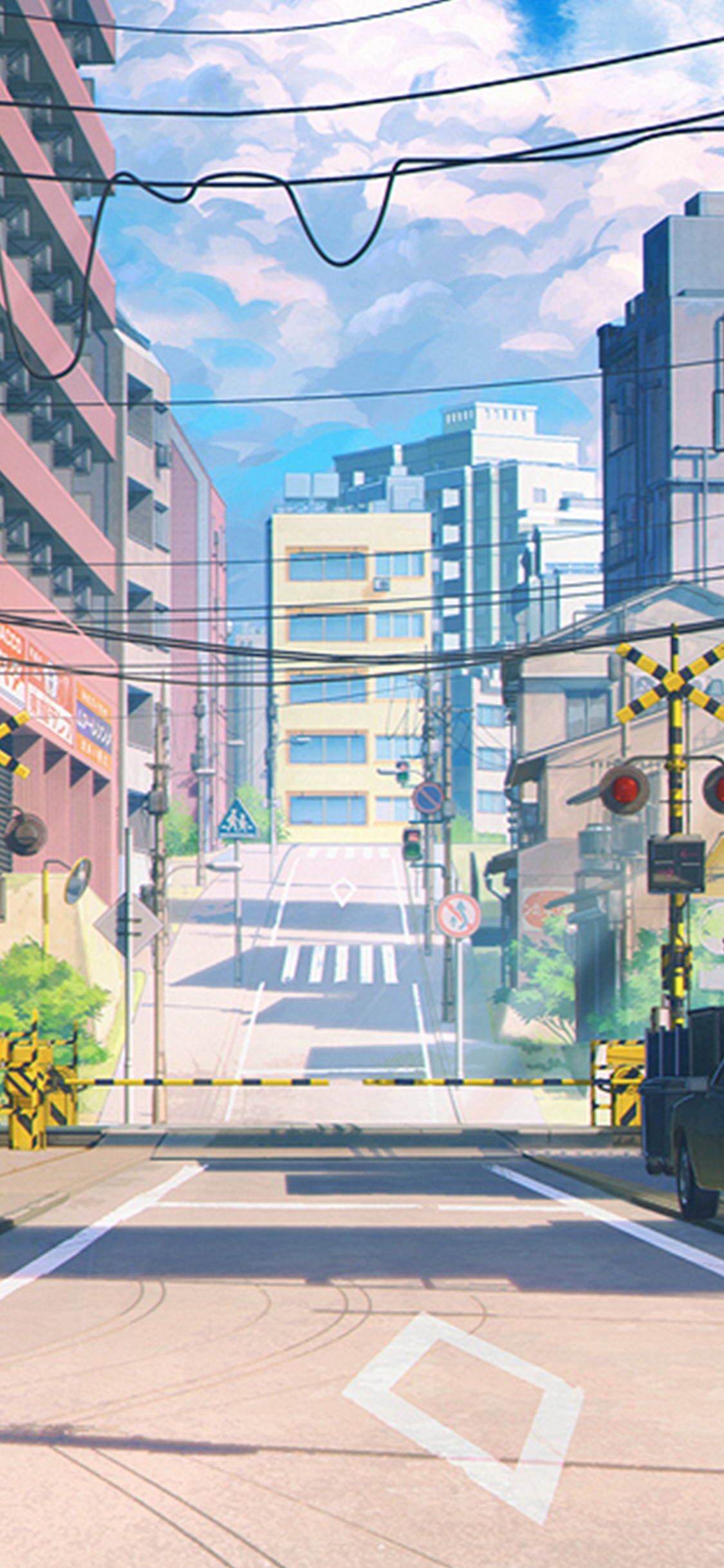 Anime City, Road, 1125x2436 Phone HD Wallpaper