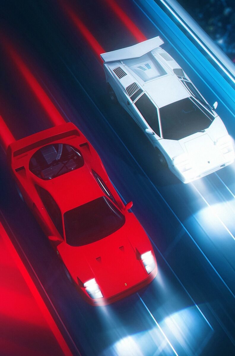 Ferrari F40 Vs Lamborghini Countach High Quality 22inx17 Art Poster Print