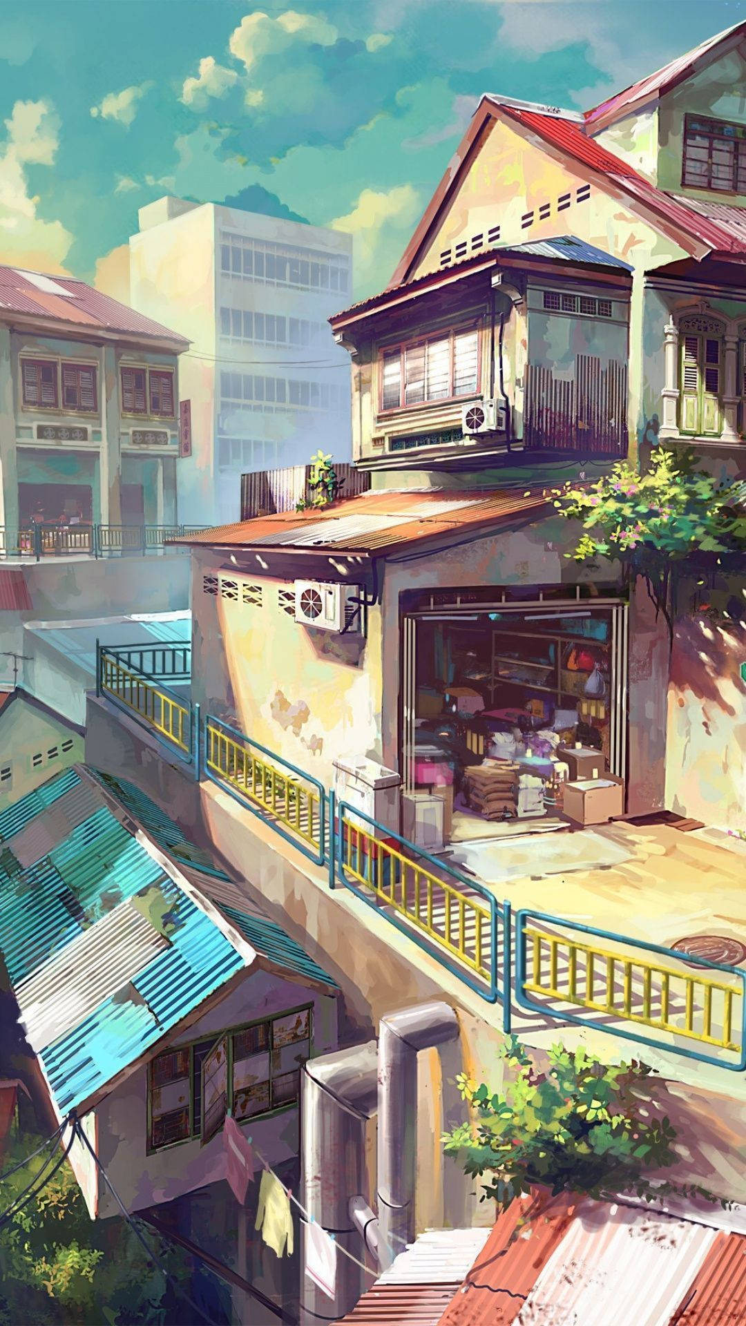 Download Japanese Anime City Theme Presentation Wallpaper