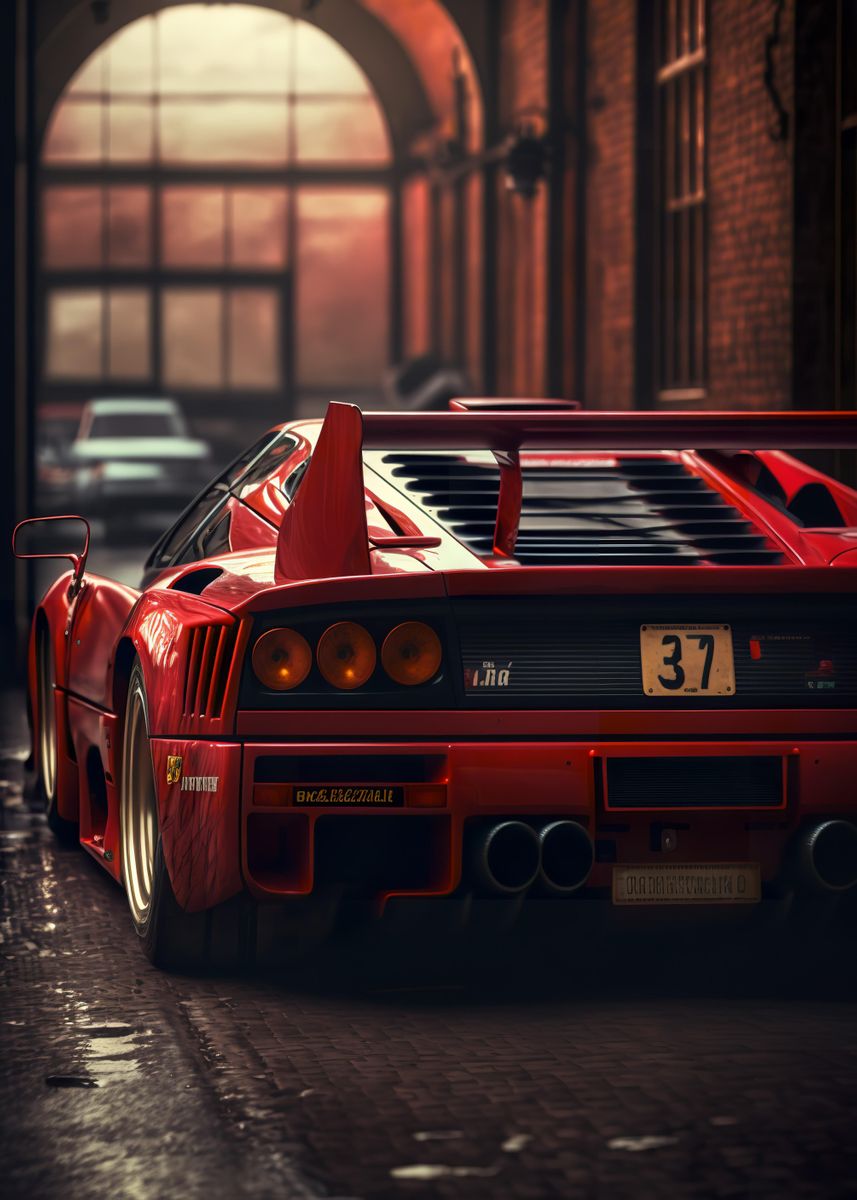 Ferrari F40 Back Car' Poster, picture, metal print, paint