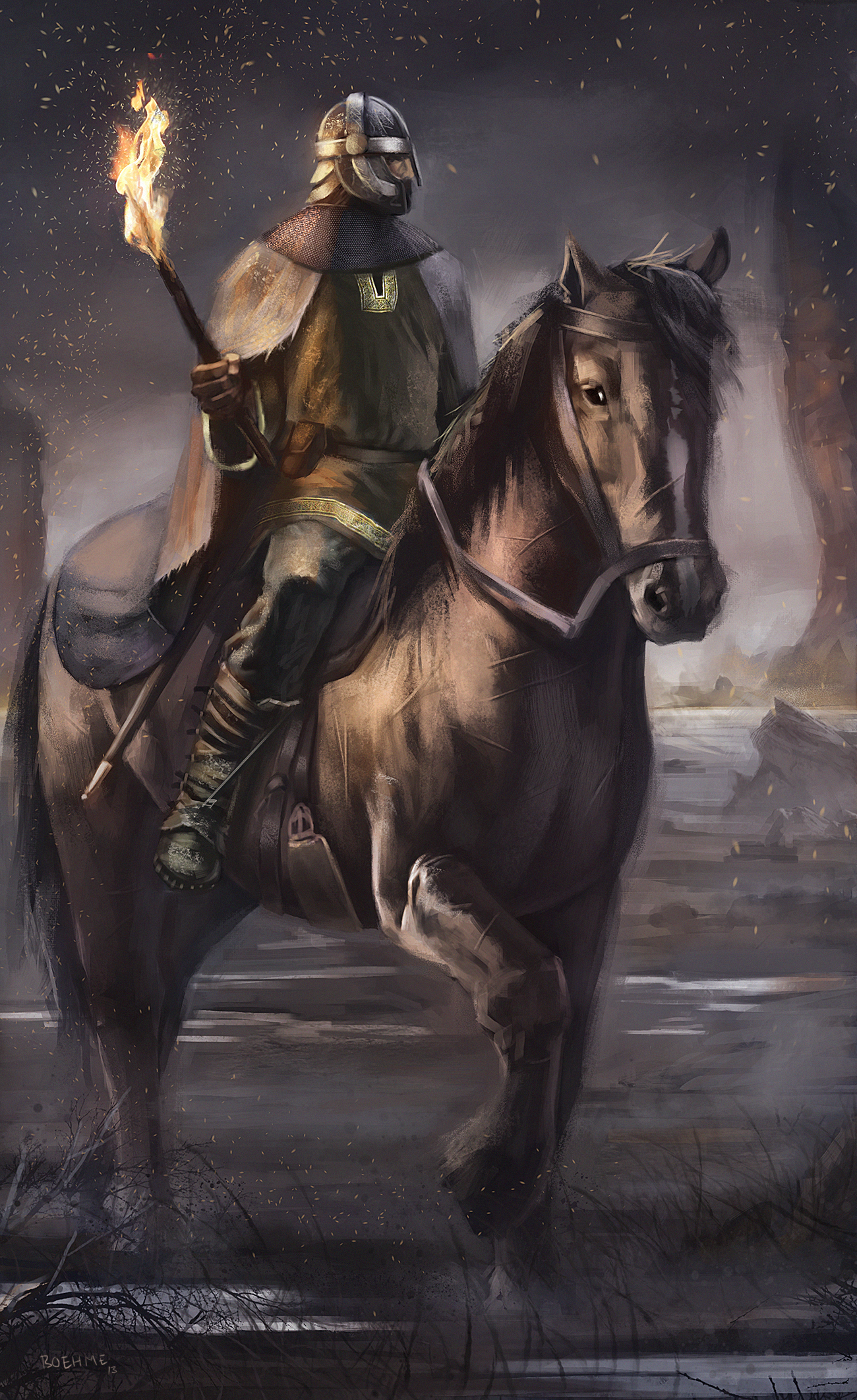 Picture horse Warriors Fantasy Torch