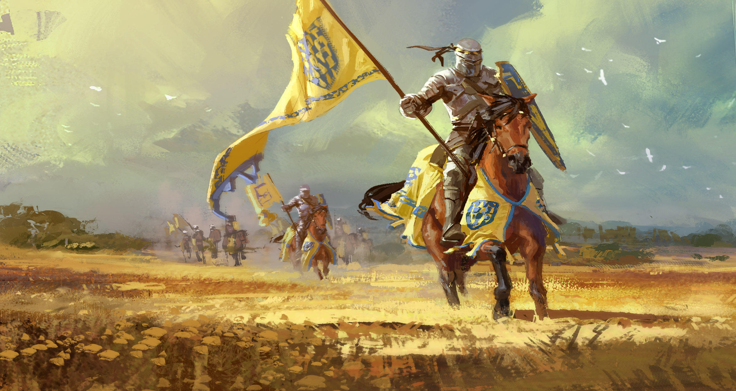 Mobile wallpaper: Fantasy, Shield, Warrior, Horse, Knight, Armor, Banner, 916205 download the picture for free