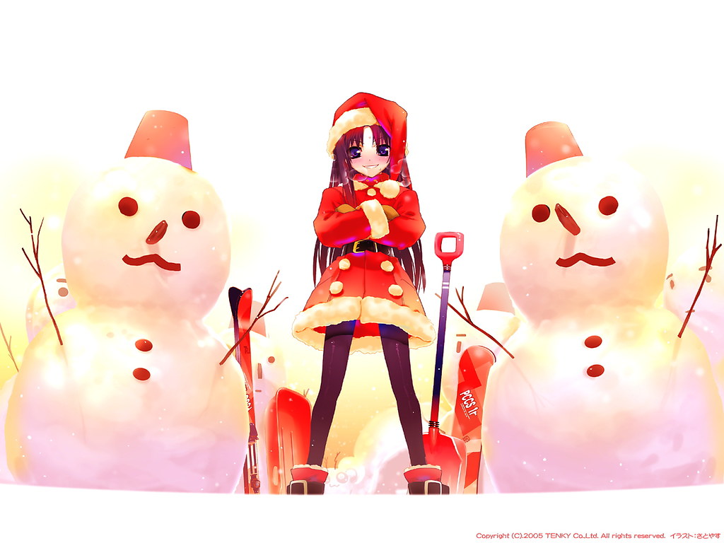 Merry Christmas Anime Girl Snow Mens HD Wallpaper