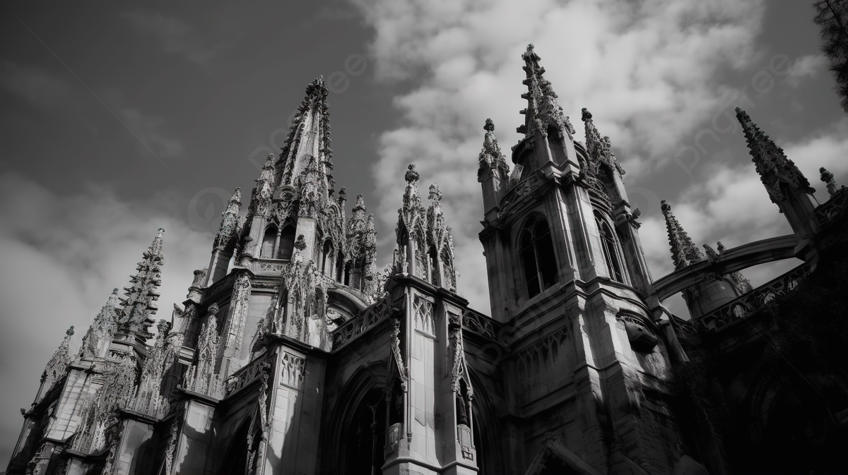 Gothic Cathedral In Black And White With Spires Background, Picture Of Cathedrals, Cathedral, Church Background Image And Wallpaper for Free Download