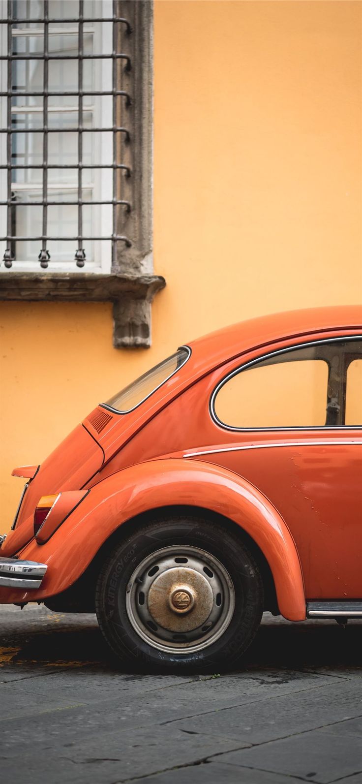 orange Volkswagen Beetle iPhone
