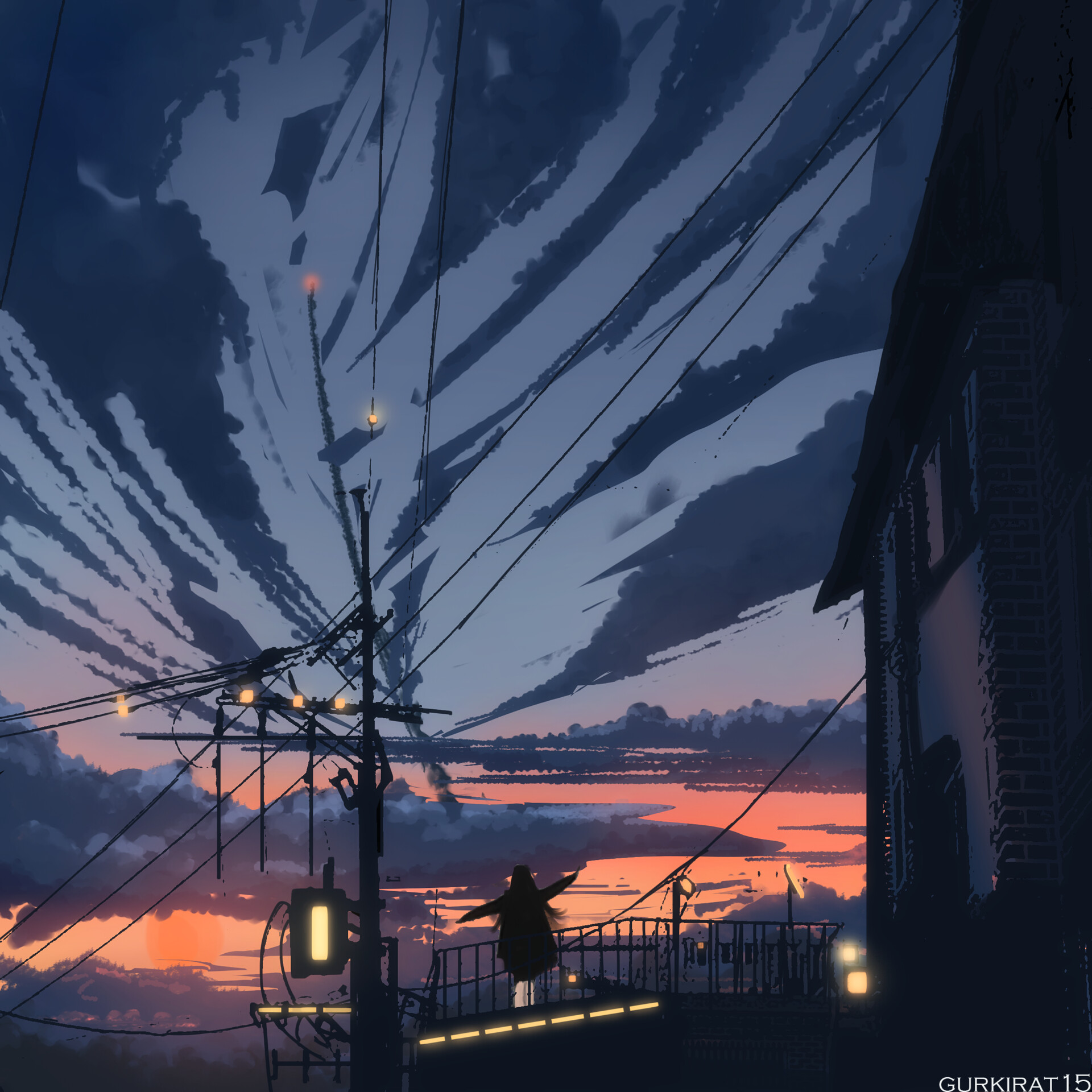 Night Scene. Anime Styled Background
