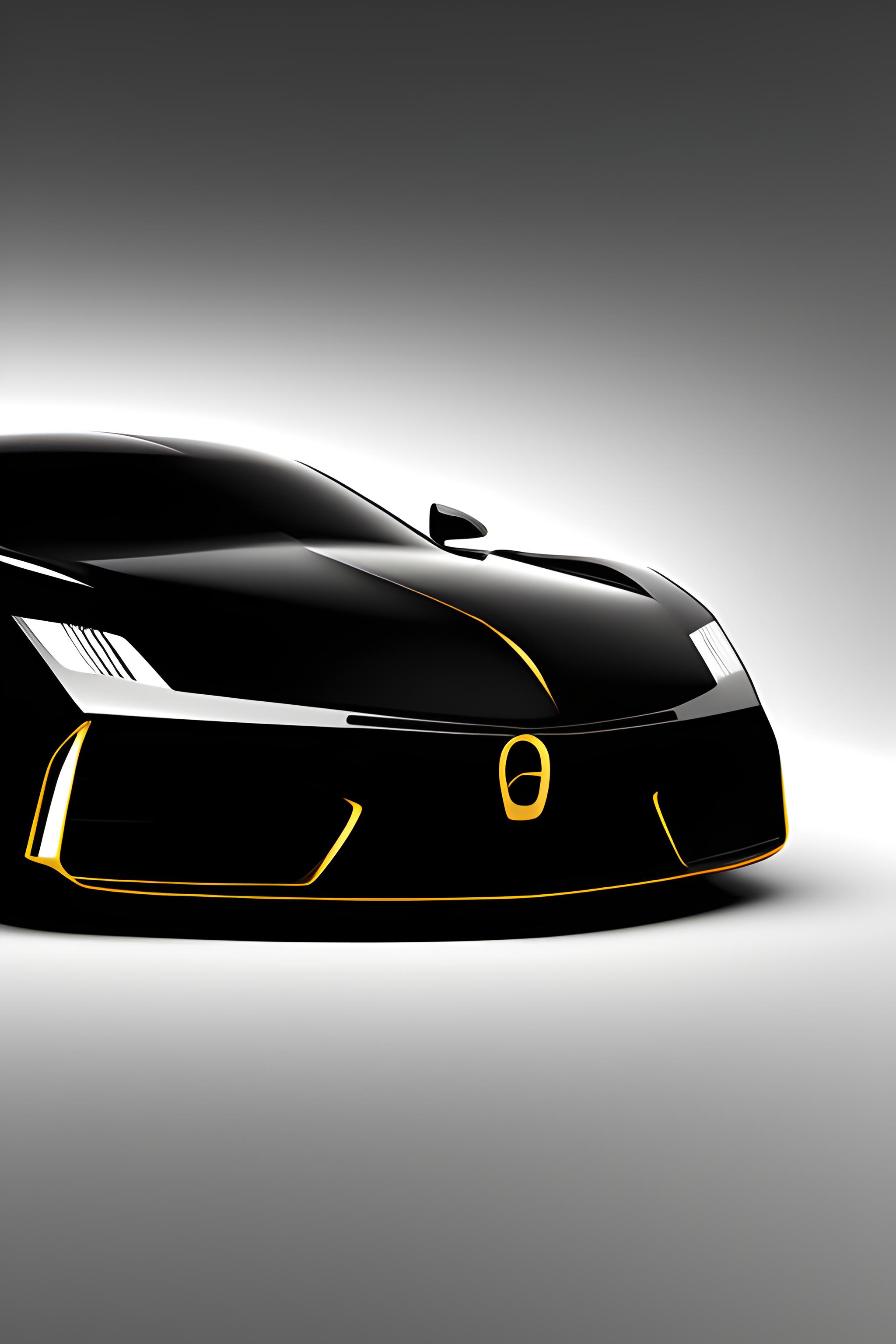 Only highlited Black colour luxury car