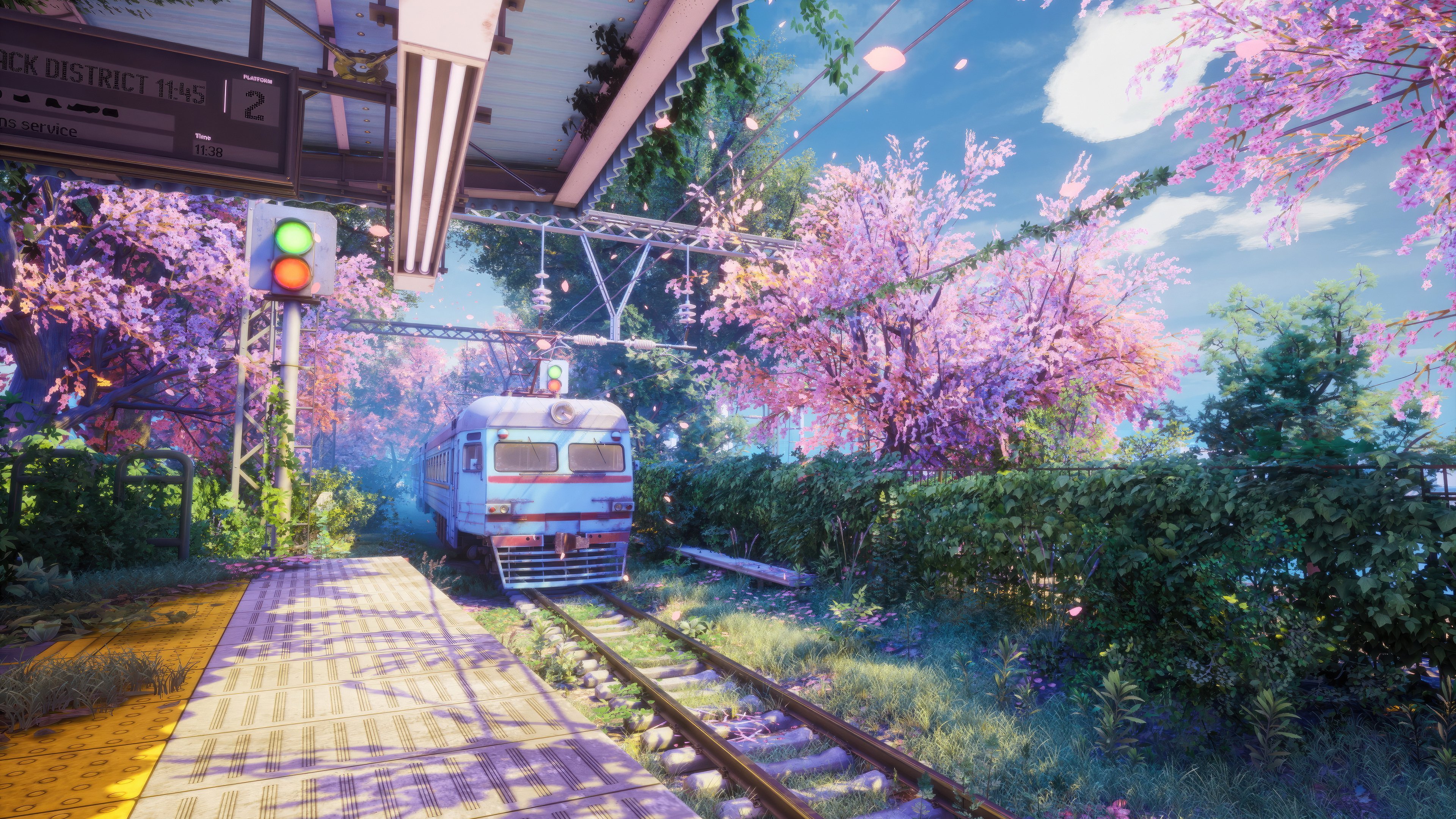 Aesthetic Beauty In Japanese Train Anime 4K Wallpaper